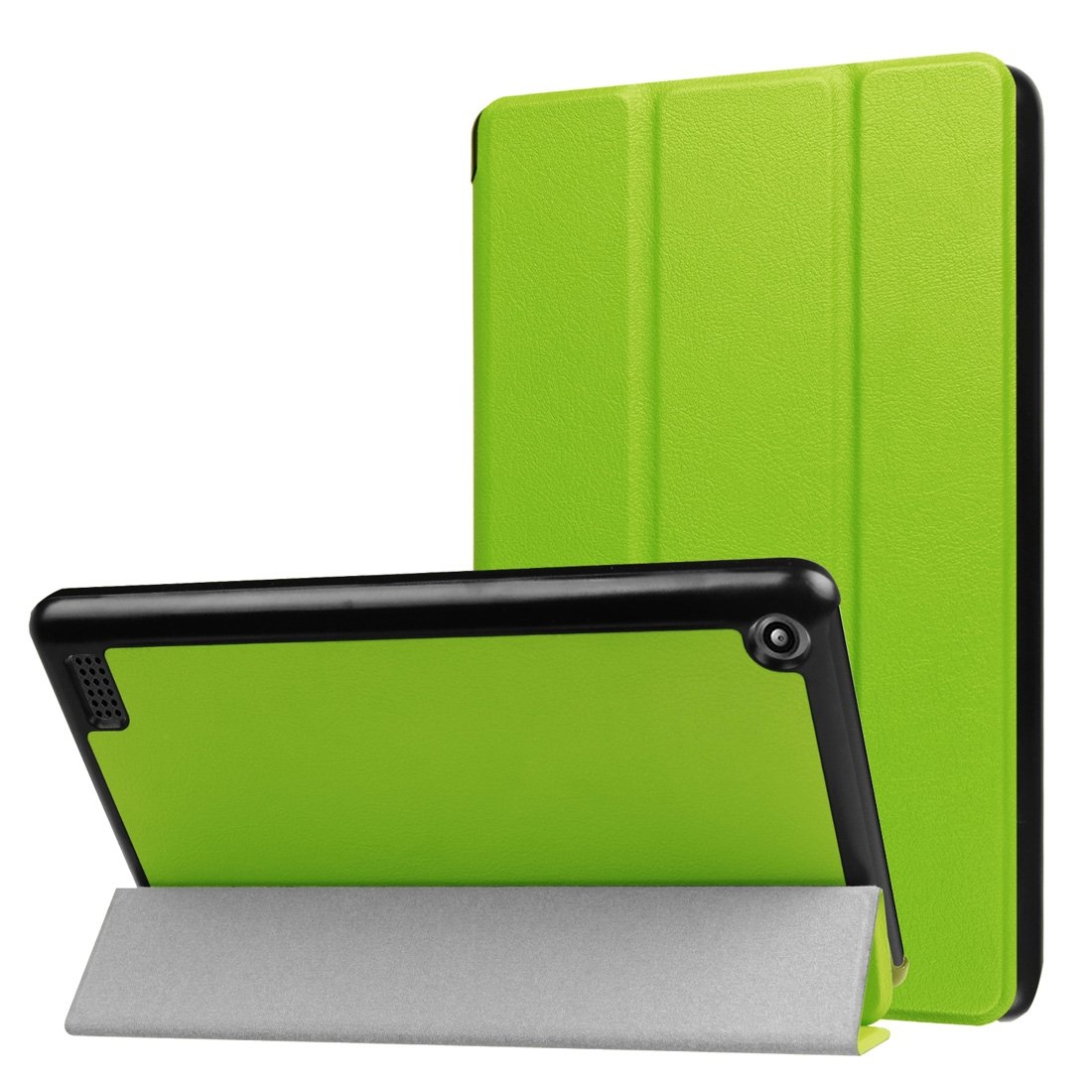 AMZER Flip Leather Case for Amazon tablet, featuring a sleek design and three-folding holder for versatile viewing angles.