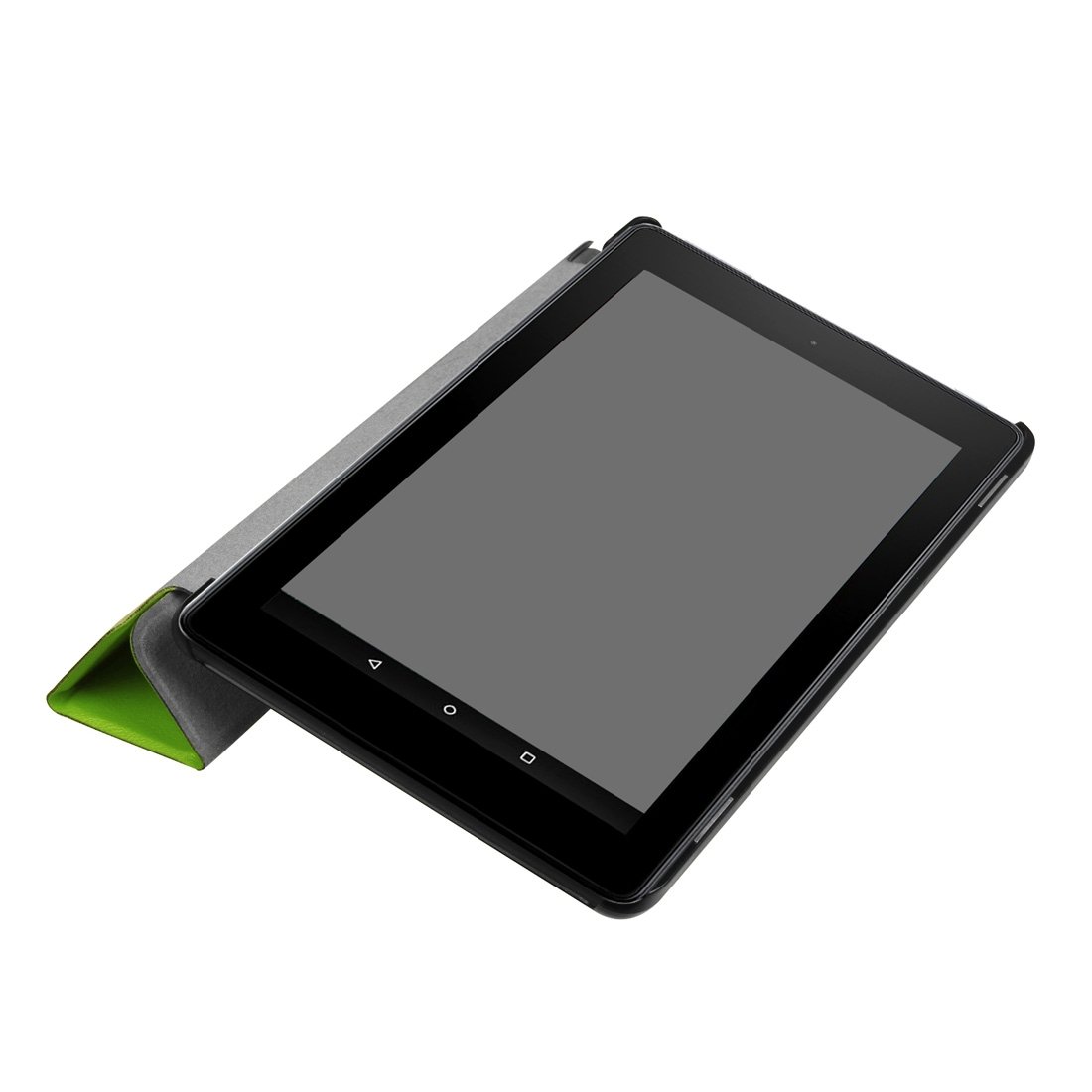 AMZER Flip Leather Case for Amazon tablet, featuring a sleek design and three-folding holder for versatile viewing angles.