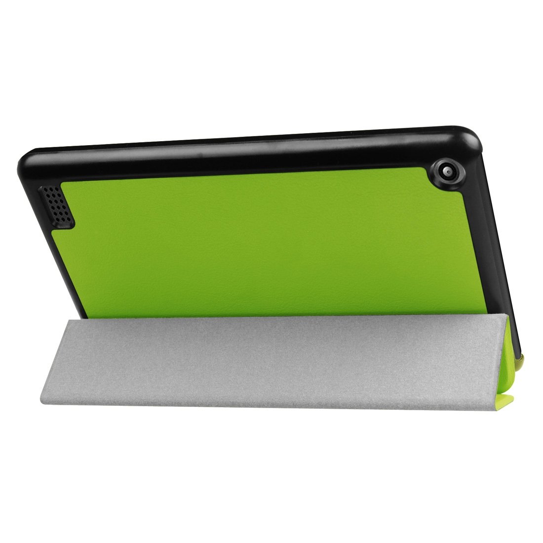 AMZER Flip Leather Case for Amazon tablet, featuring a sleek design and three-folding holder for versatile viewing angles.