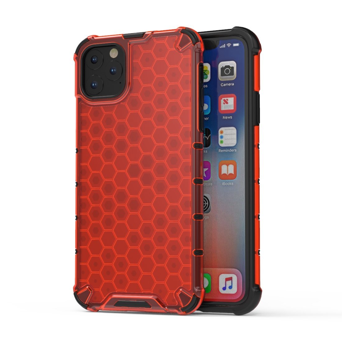 AMZER Honeycomb SlimGrip Hybrid Bumper Case for iPhone XI in various colors, showcasing its stylish honeycomb design and dual-layer protection.