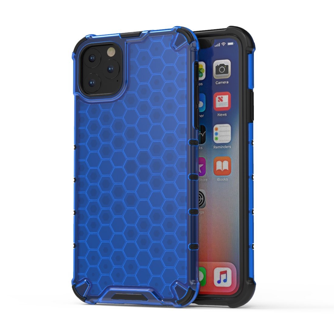 AMZER Honeycomb SlimGrip Hybrid Bumper Case for iPhone XI in various colors, showcasing its stylish honeycomb design and dual-layer protection.