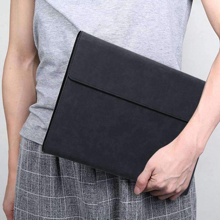 AMZER Laptop Case Sleeve made from high-quality South Africa sheep leather, featuring a smooth surface, waterproof design, and durable stitching.