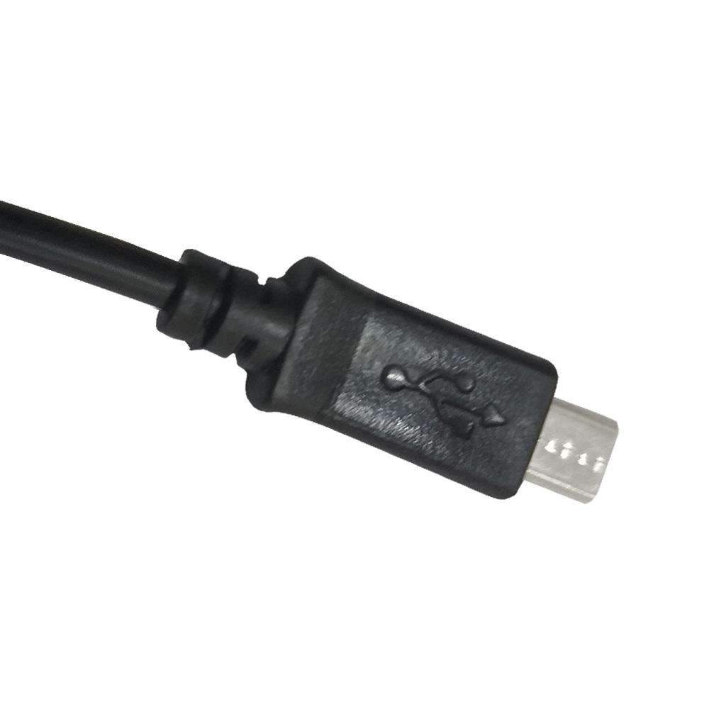 Amzer Micro USB to USB 2.0 Data Sync and Charge Cable, 1ft long, black color, ideal for charging and data transfer.