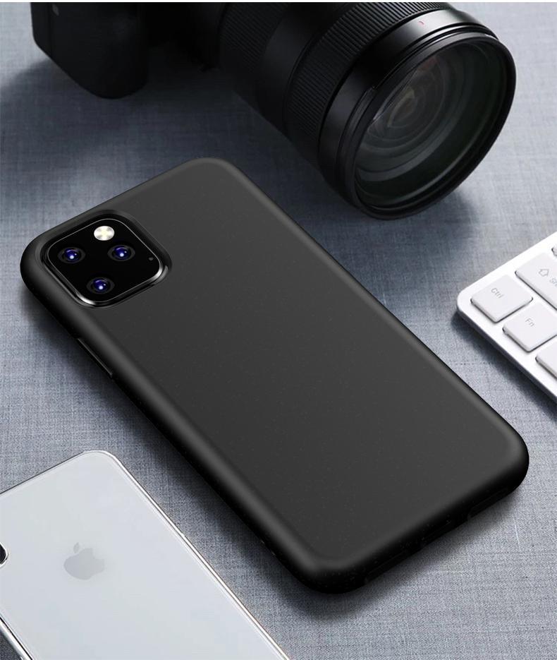 AMZER Pudding Soft TPU Skin Case for iPhone XI Max in black, showcasing its matte finish and glossy bumper design.