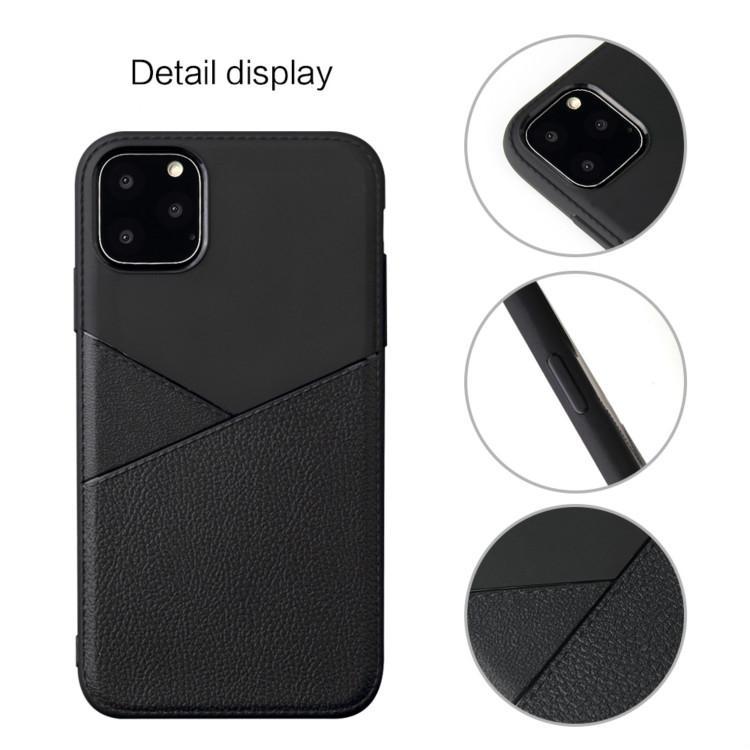 AMZER Shockproof Soft TPU Leather Protective Case for iPhone 11 Pro in black, showcasing its sleek design and textured grip.