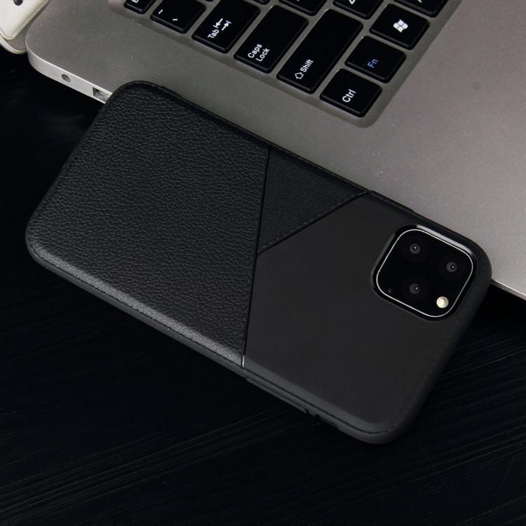 AMZER Shockproof Soft TPU Leather Protective Case for iPhone 11 Pro in black, showcasing its sleek design and textured grip.