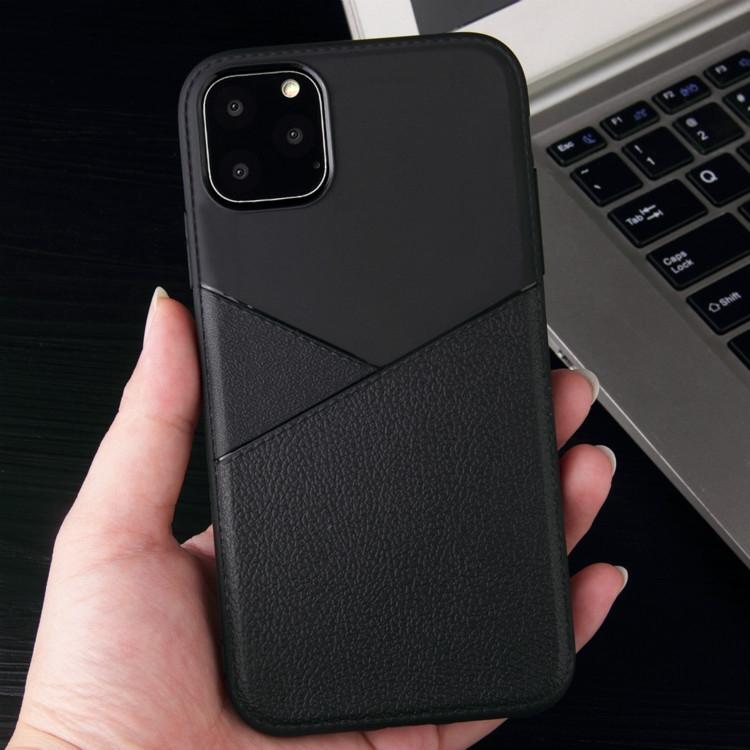 AMZER Shockproof Soft TPU Leather Protective Case for iPhone 11 Pro in black, showcasing its sleek design and textured grip.