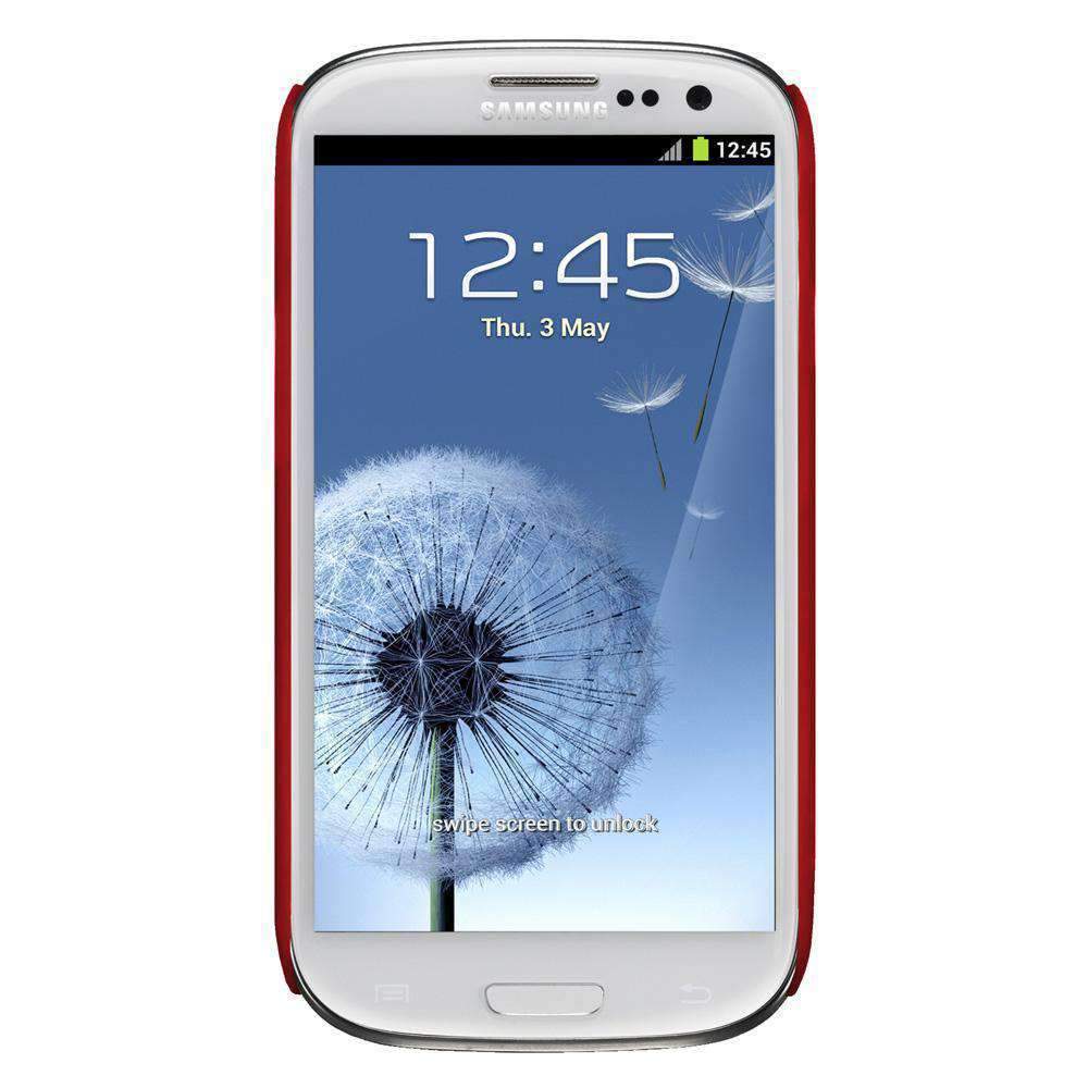 AMZER Snap On Hard Shell Case in dark red for Samsung GALAXY S III, featuring a kickstand for hands-free media viewing.