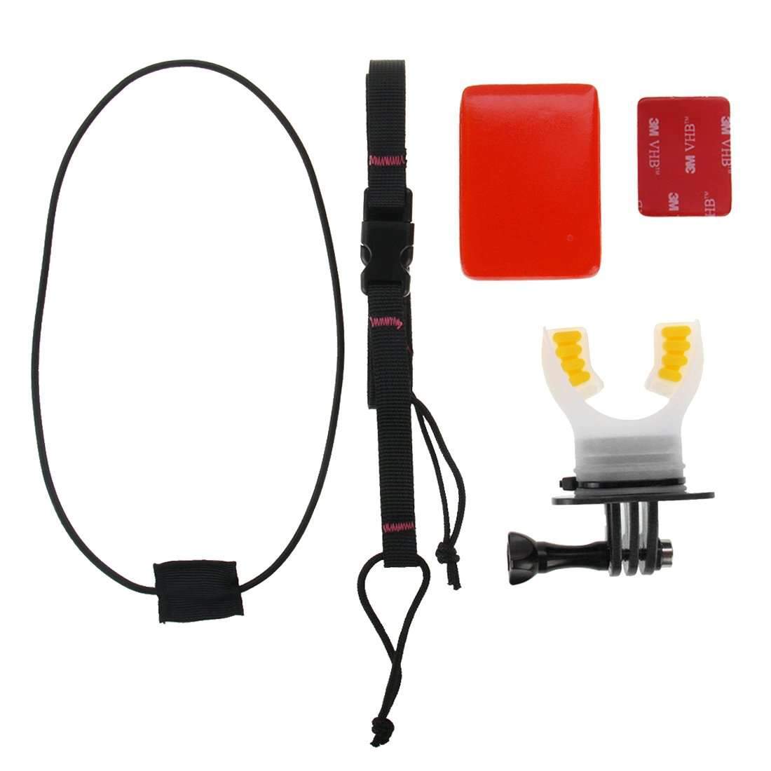 AMZER Surfing Fixed Braces Connecting Mount Set for GoPro HERO 4/3+, featuring elastic necklace and silicone connectors for water sports.