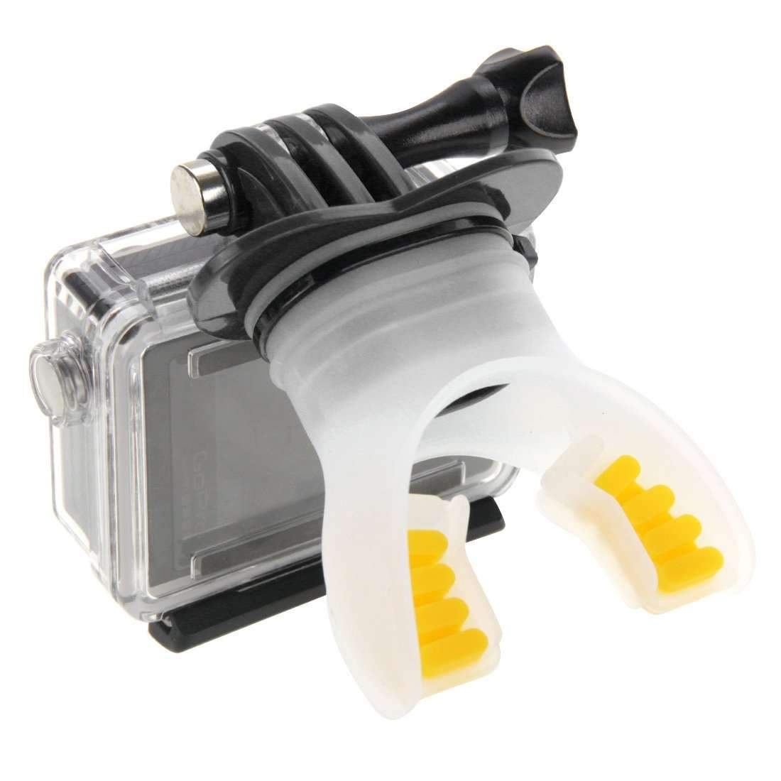 AMZER Surfing Fixed Braces Connecting Mount Set for GoPro HERO 4/3+, featuring elastic necklace and silicone connectors for water sports.