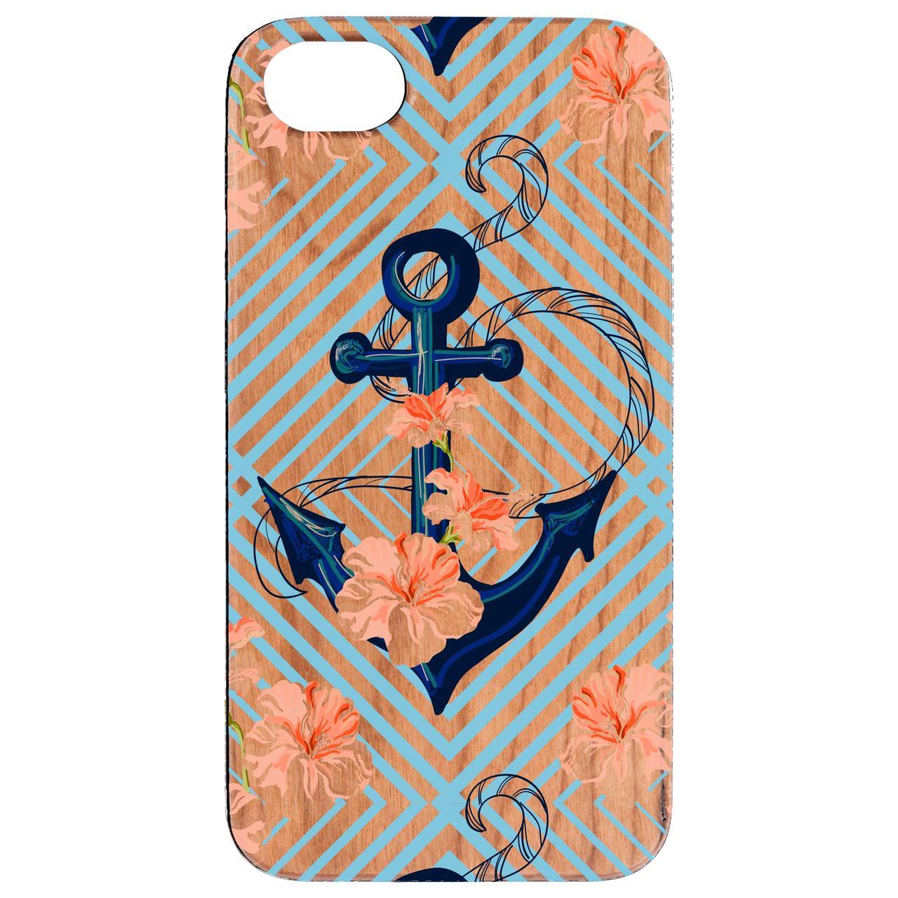 Anchor - UV Color Printed wooden phone case showcasing vibrant designs and natural wood texture, providing durability and style.