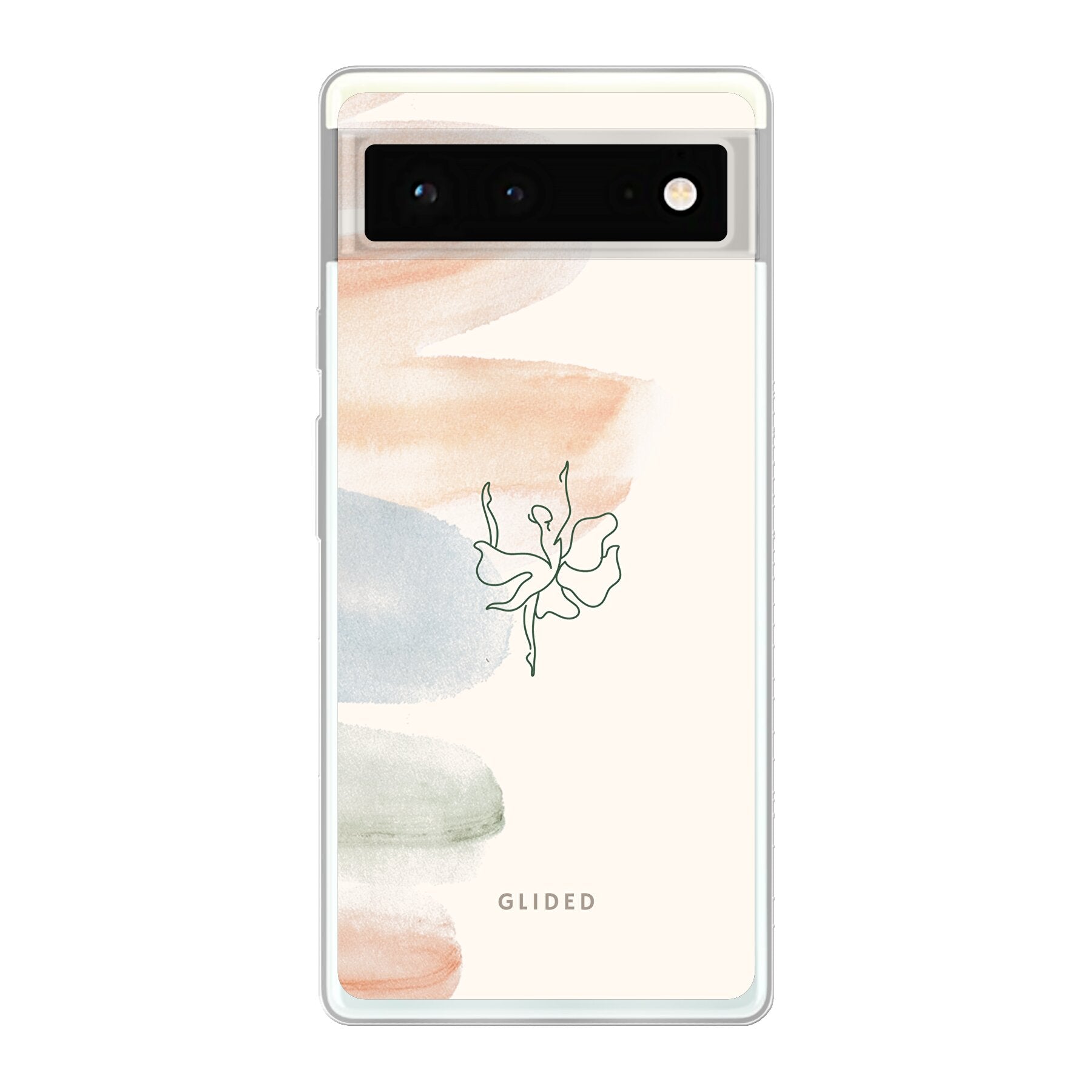 Aquarelle Handyhülle für Google Pixel 6 mit zarten Pastellfarben und einer eleganten Ballerina, die Kunst und Stil vereint.