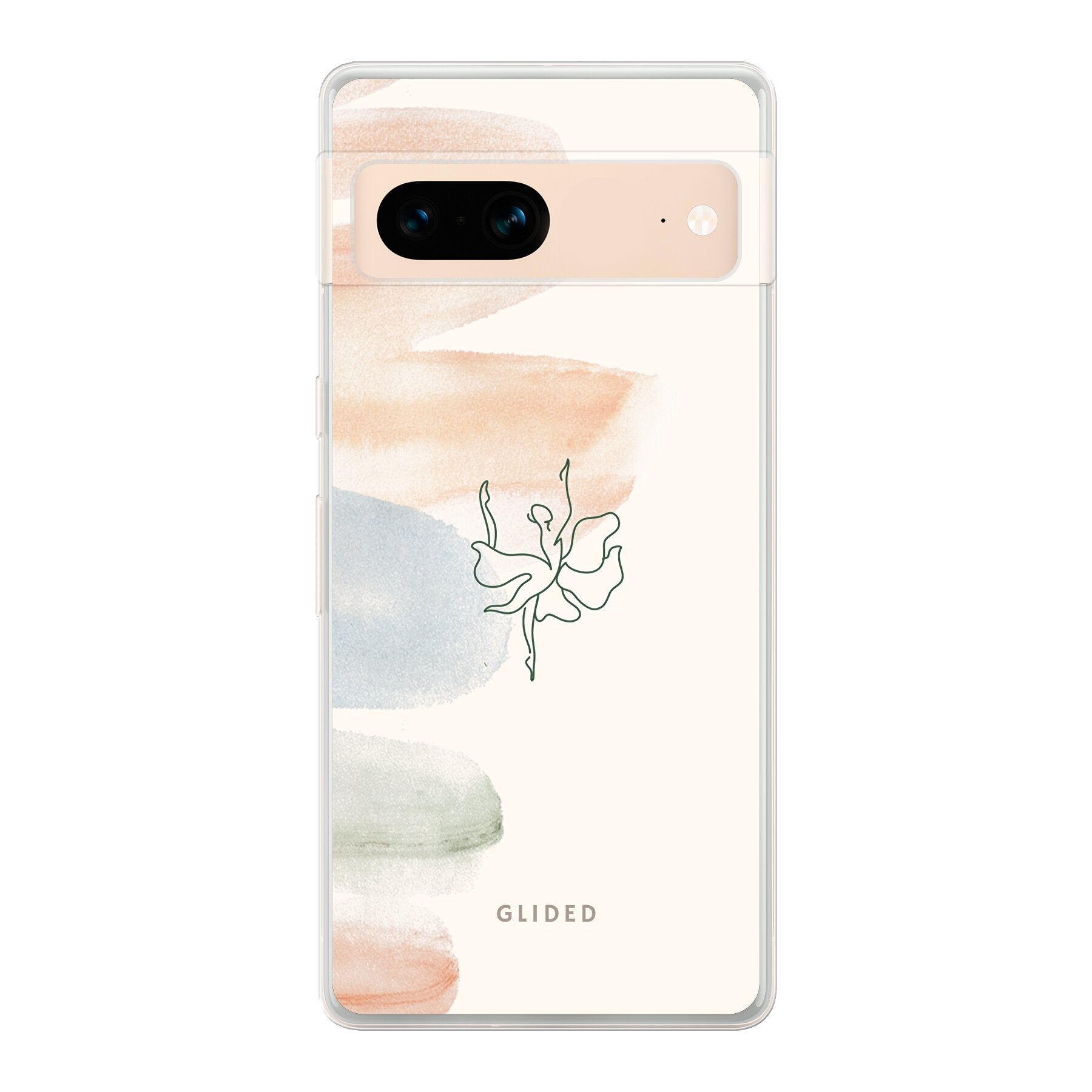 Aquarelle Handyhülle für Google Pixel 7 mit zarter Ballerina und pastellfarbenem Design, bietet stilvollen Schutz und Eleganz.