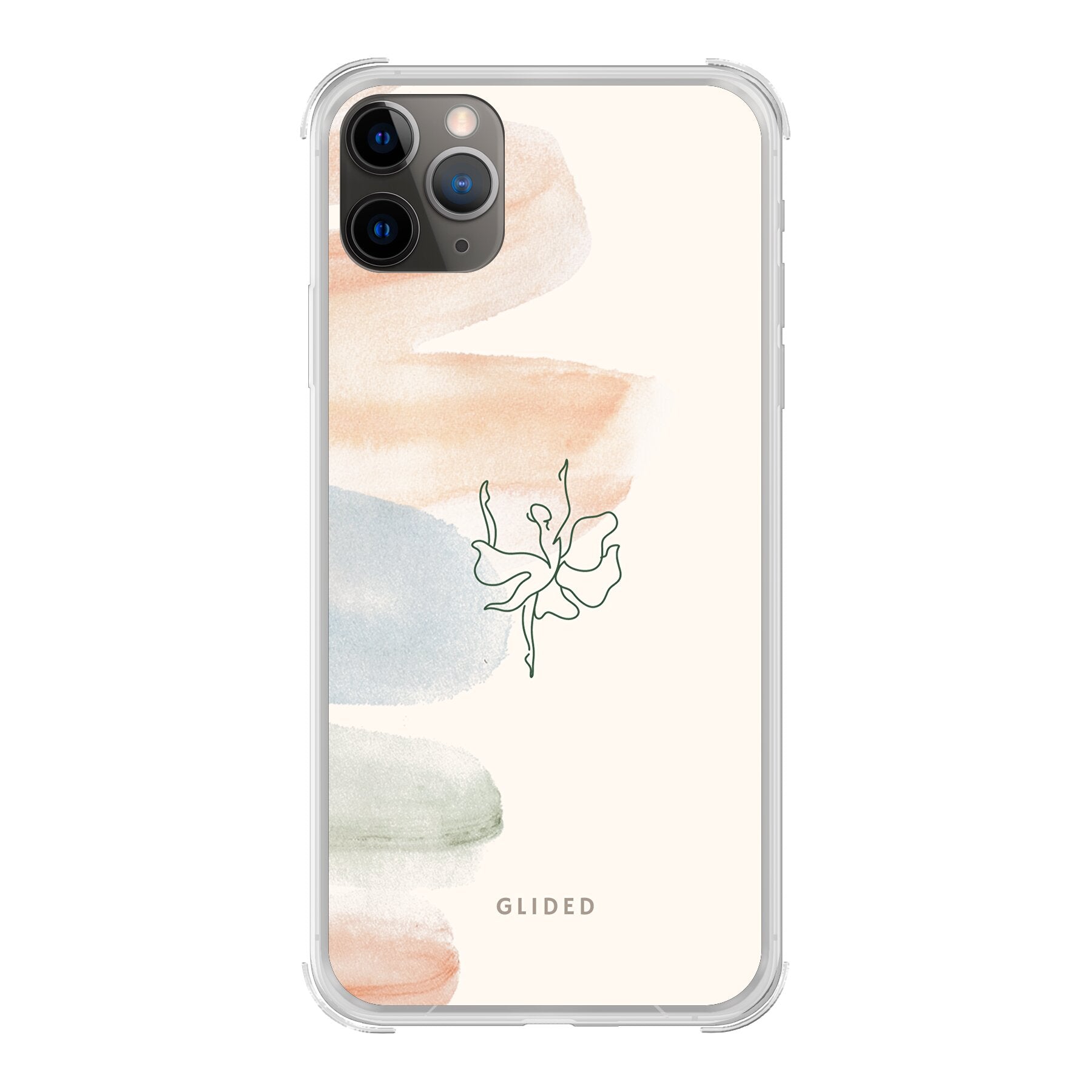 Aquarelle iPhone 11 Pro Handyhülle mit Ballerina-Design in sanften Pastellfarben, elegant und stilvoll.