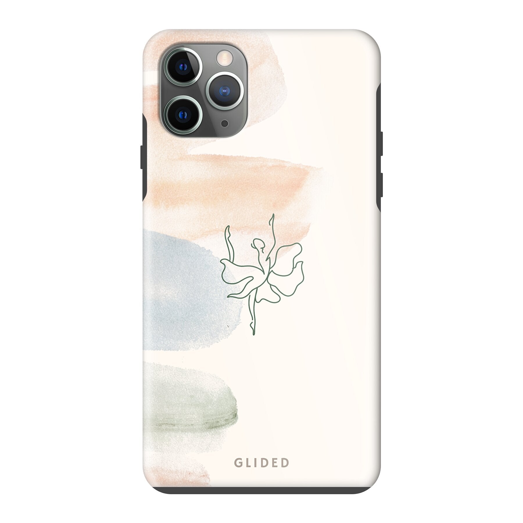 Aquarelle iPhone 11 Pro Max Handyhülle mit zarten Pastellfarben und einer eleganten Ballerina, die Kunst und Stil vereint.