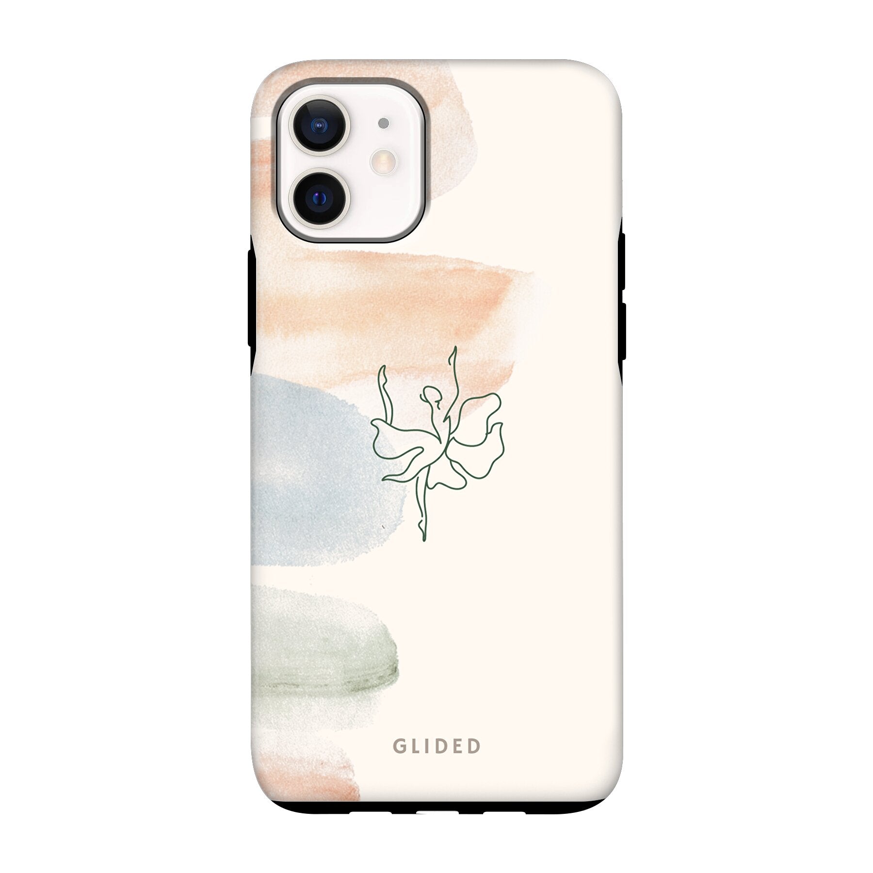 Aquarelle iPhone 12 mini Handyhülle mit Ballerina und pastellfarbenem Design, idealer Schutz und stilvolles Accessoire.