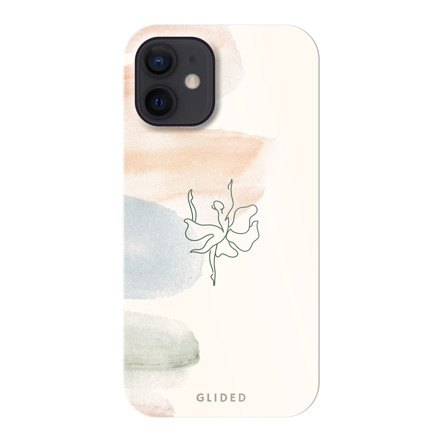 Aquarelle iPhone 12 mini Handyhülle mit Ballerina und pastellfarbenem Design, idealer Schutz und stilvolles Accessoire.