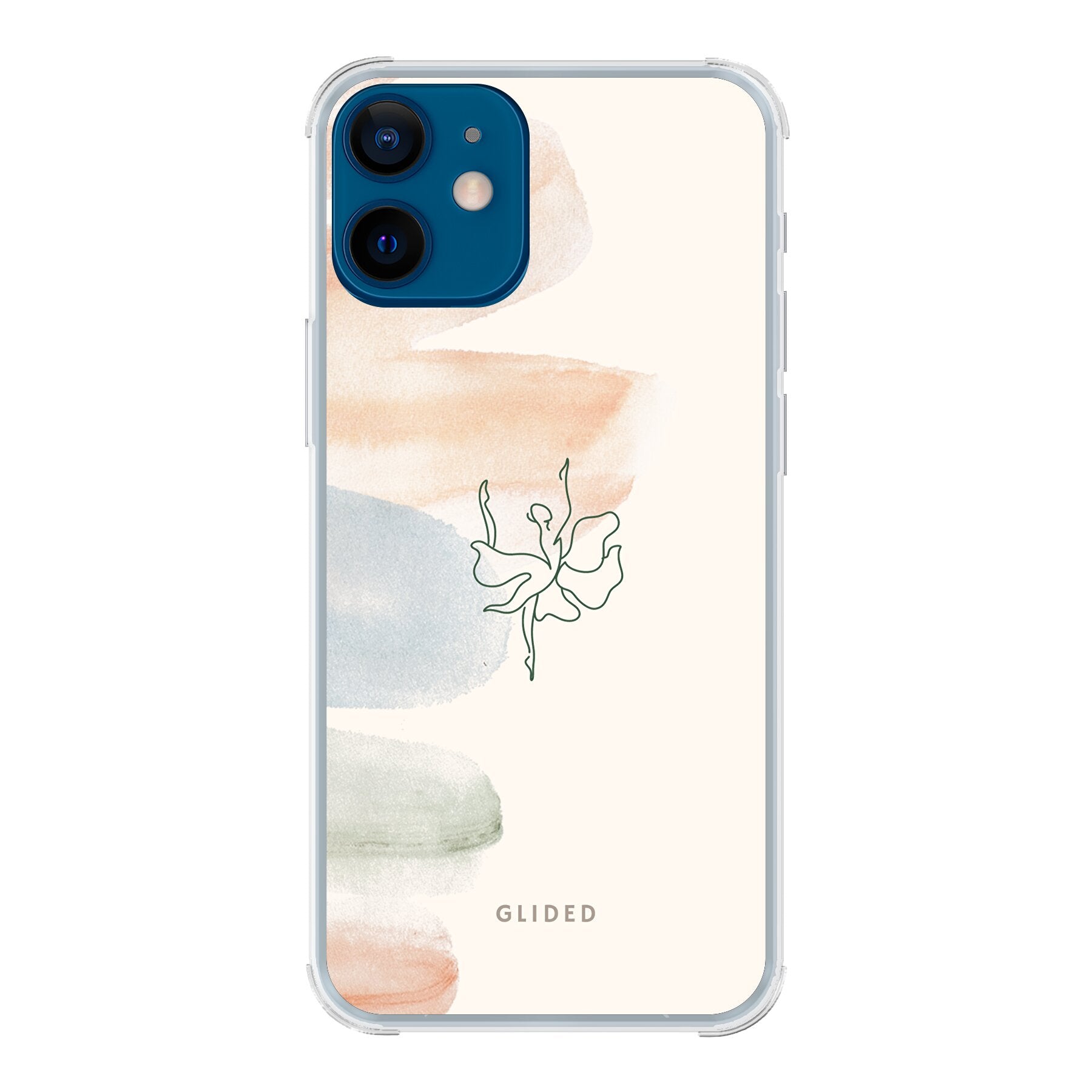 Aquarelle iPhone 12 mini Handyhülle mit Ballerina und pastellfarbenem Design, idealer Schutz und stilvolles Accessoire.