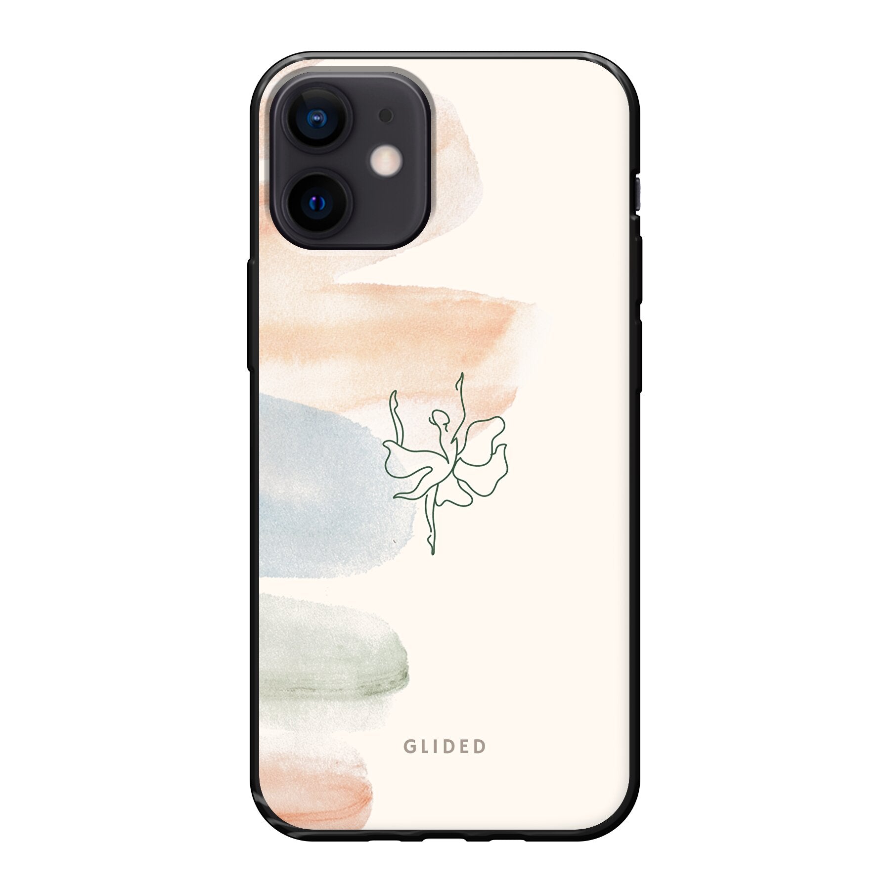 Aquarelle iPhone 12 mini Handyhülle mit Ballerina und pastellfarbenem Design, idealer Schutz und stilvolles Accessoire.