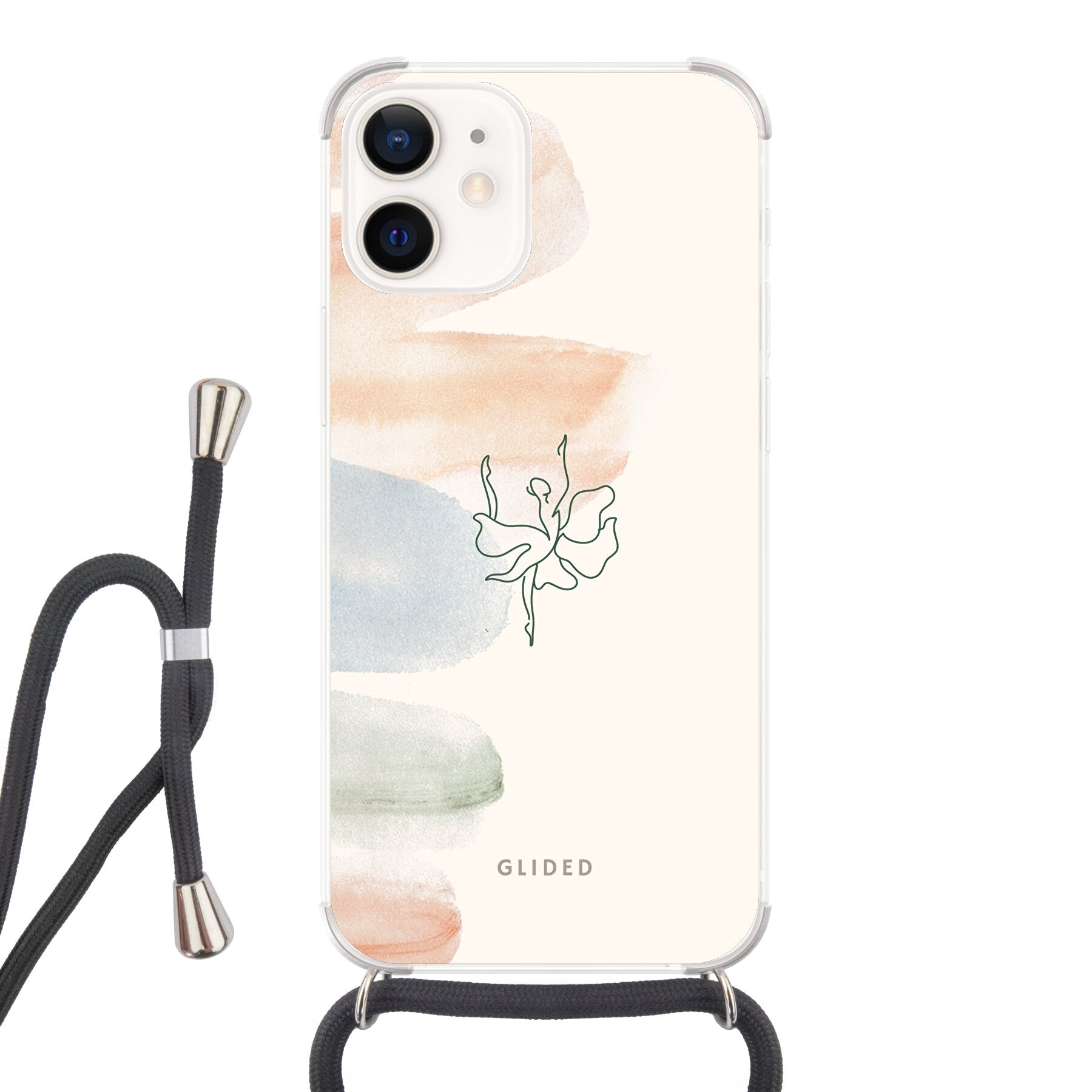 Aquarelle iPhone 12 mini Handyhülle mit Ballerina und pastellfarbenem Design, idealer Schutz und stilvolles Accessoire.