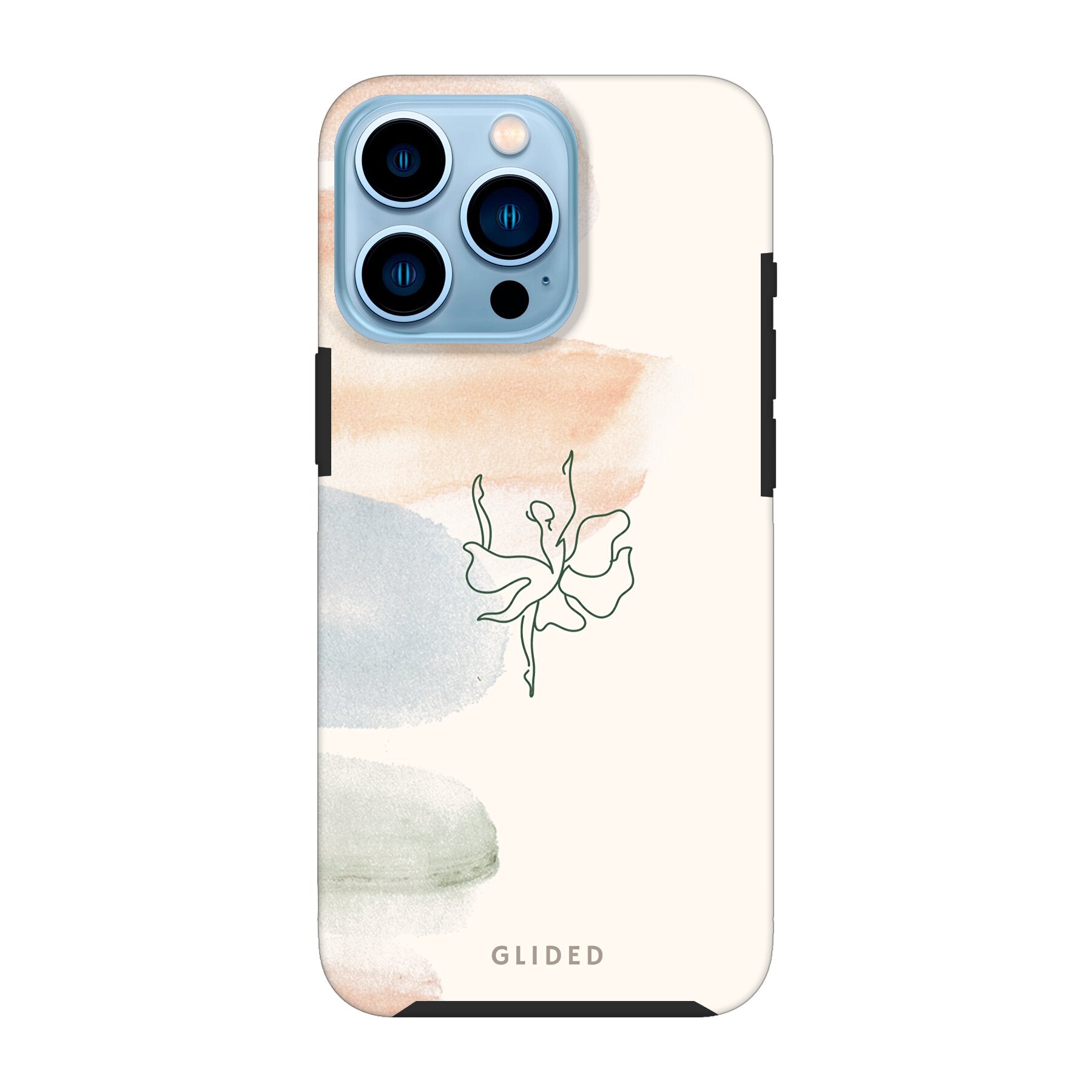 Aquarelle iPhone 13 Pro Handyhülle mit Ballerina-Design und sanften Pastellfarben, die Eleganz und Kunst vereint.