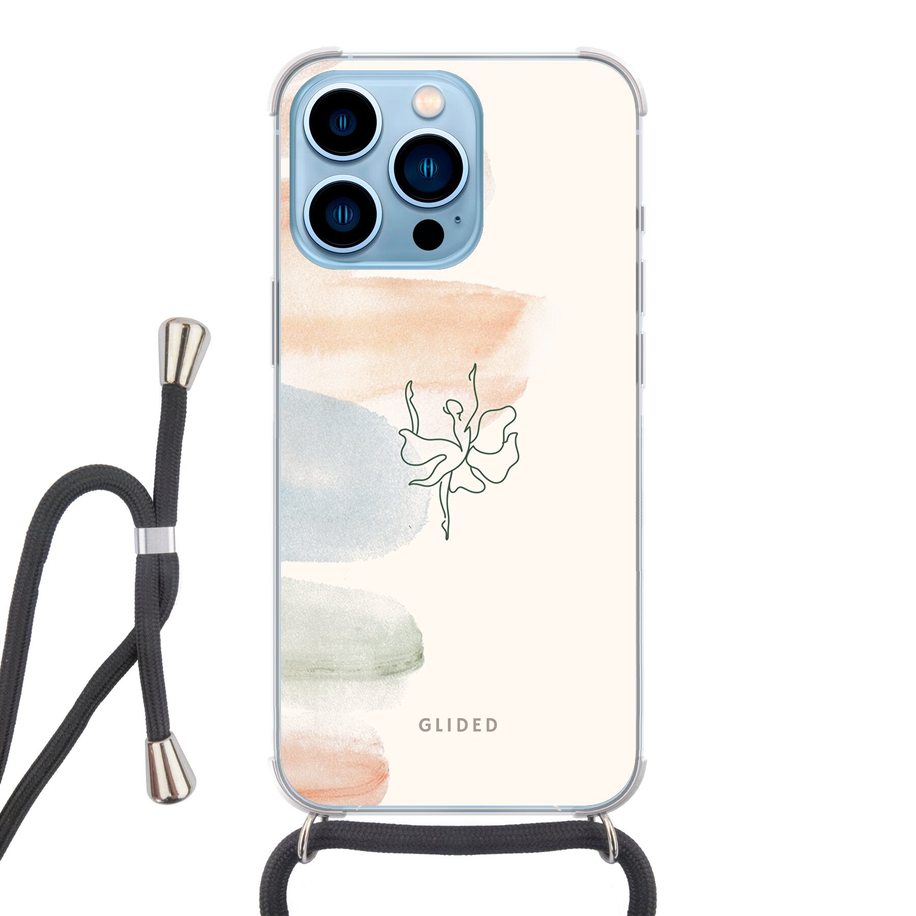 Aquarelle iPhone 13 Pro Handyhülle mit Ballerina-Design und sanften Pastellfarben, die Eleganz und Kunst vereint.