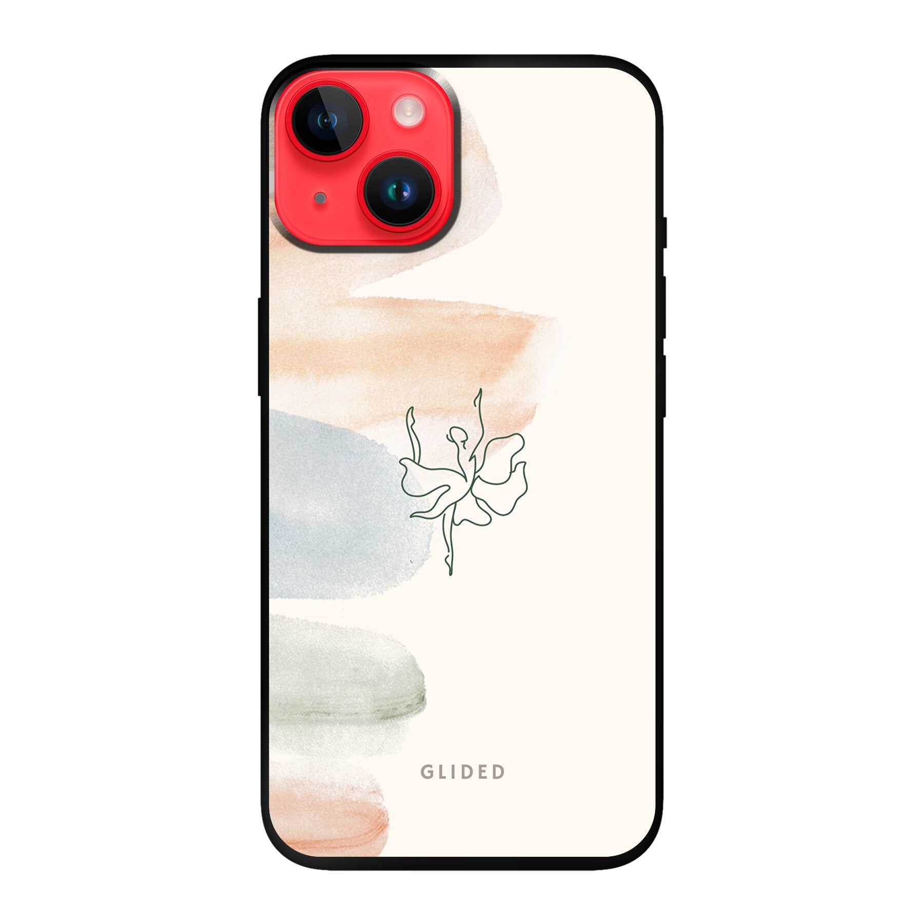 Aquarelle iPhone 14 Handyhülle mit zarten Pastellfarben und einer eleganten Ballerina, die Kunst und Stil vereint.