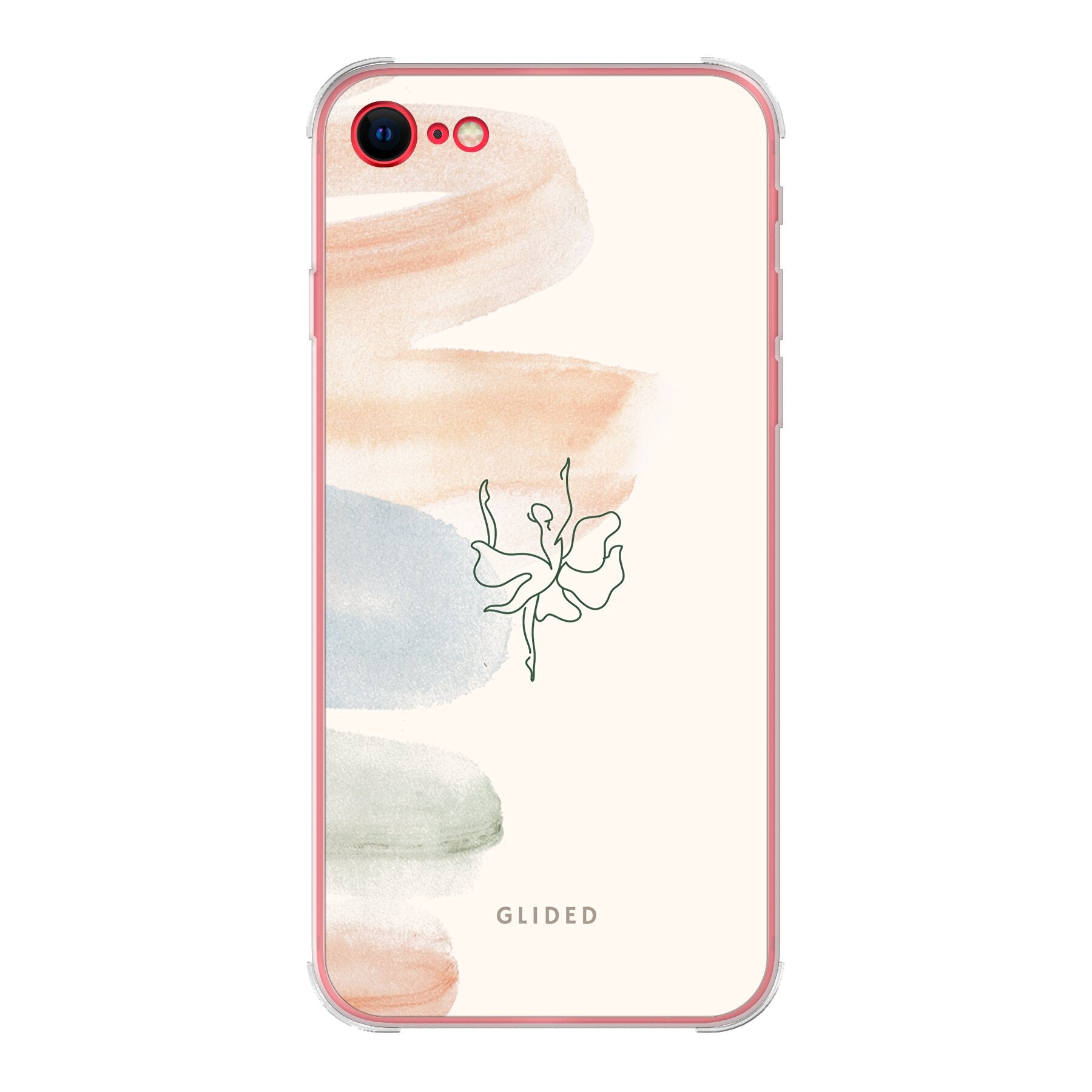 Aquarelle iPhone 7 Handyhülle mit zarten Pastellfarben und einer eleganten Ballerina, die Kunst und Stil vereint.