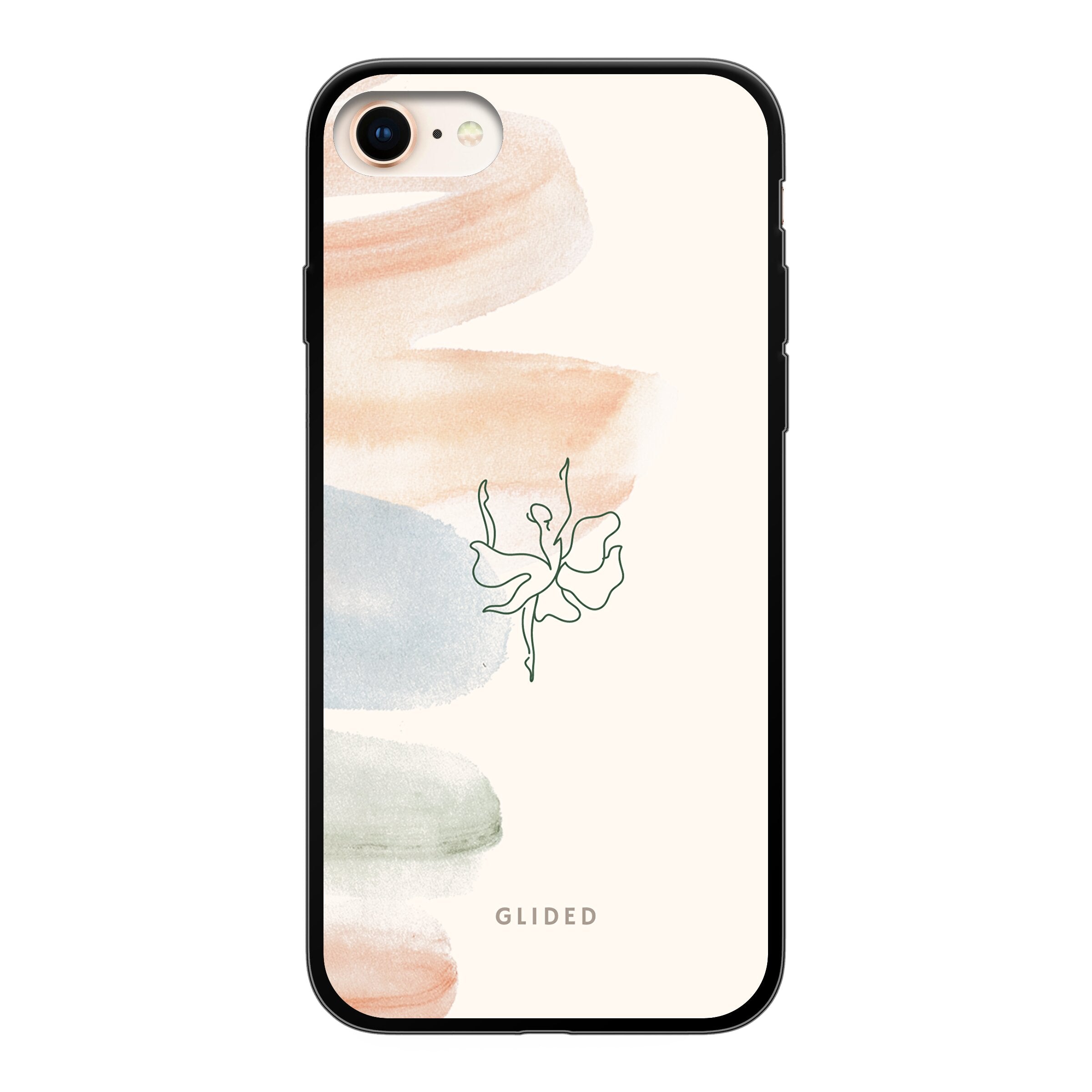 Aquarelle iPhone 7 Handyhülle mit zarten Pastellfarben und einer eleganten Ballerina, die Kunst und Stil vereint.