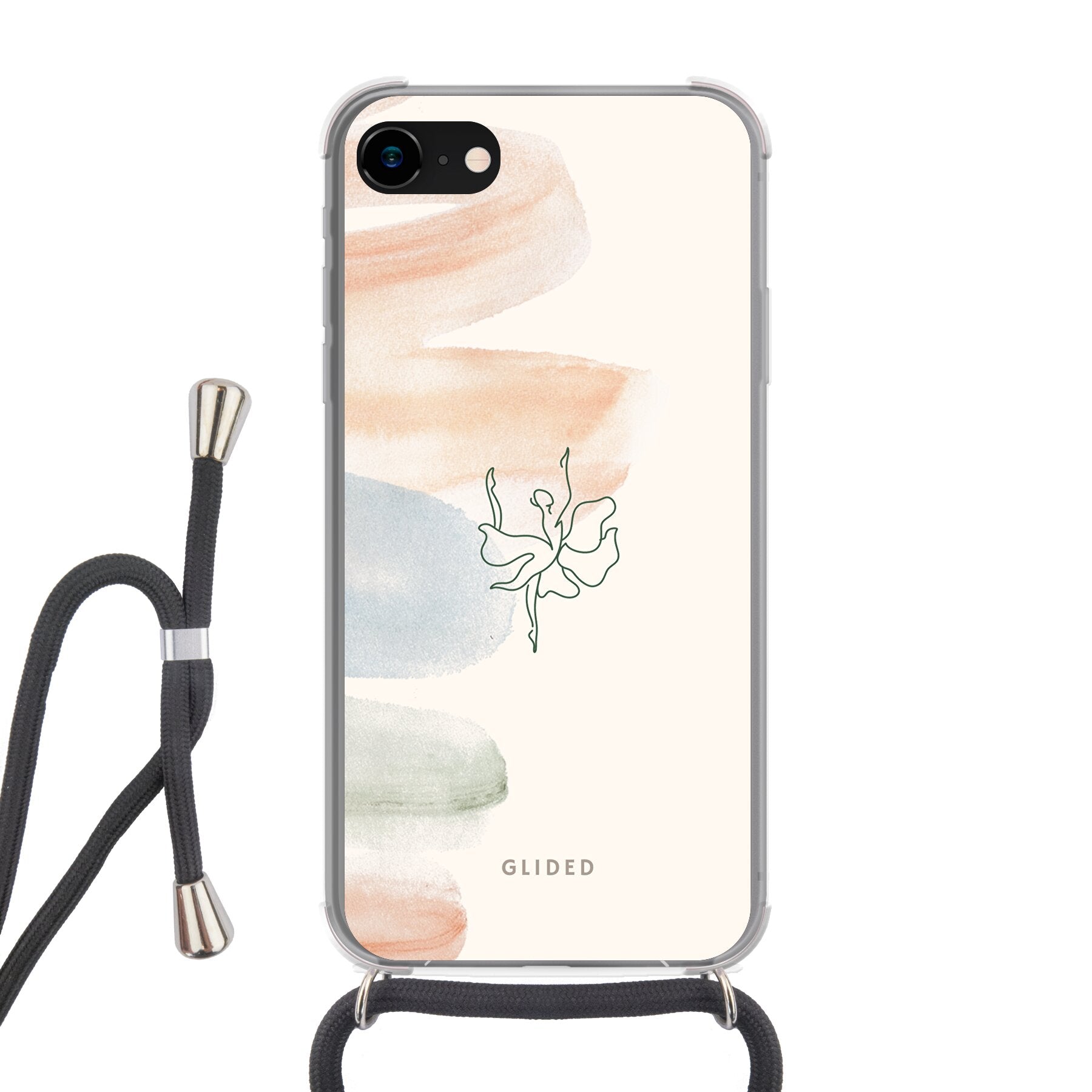 Aquarelle iPhone 7 Handyhülle mit zarten Pastellfarben und einer eleganten Ballerina, die Kunst und Stil vereint.