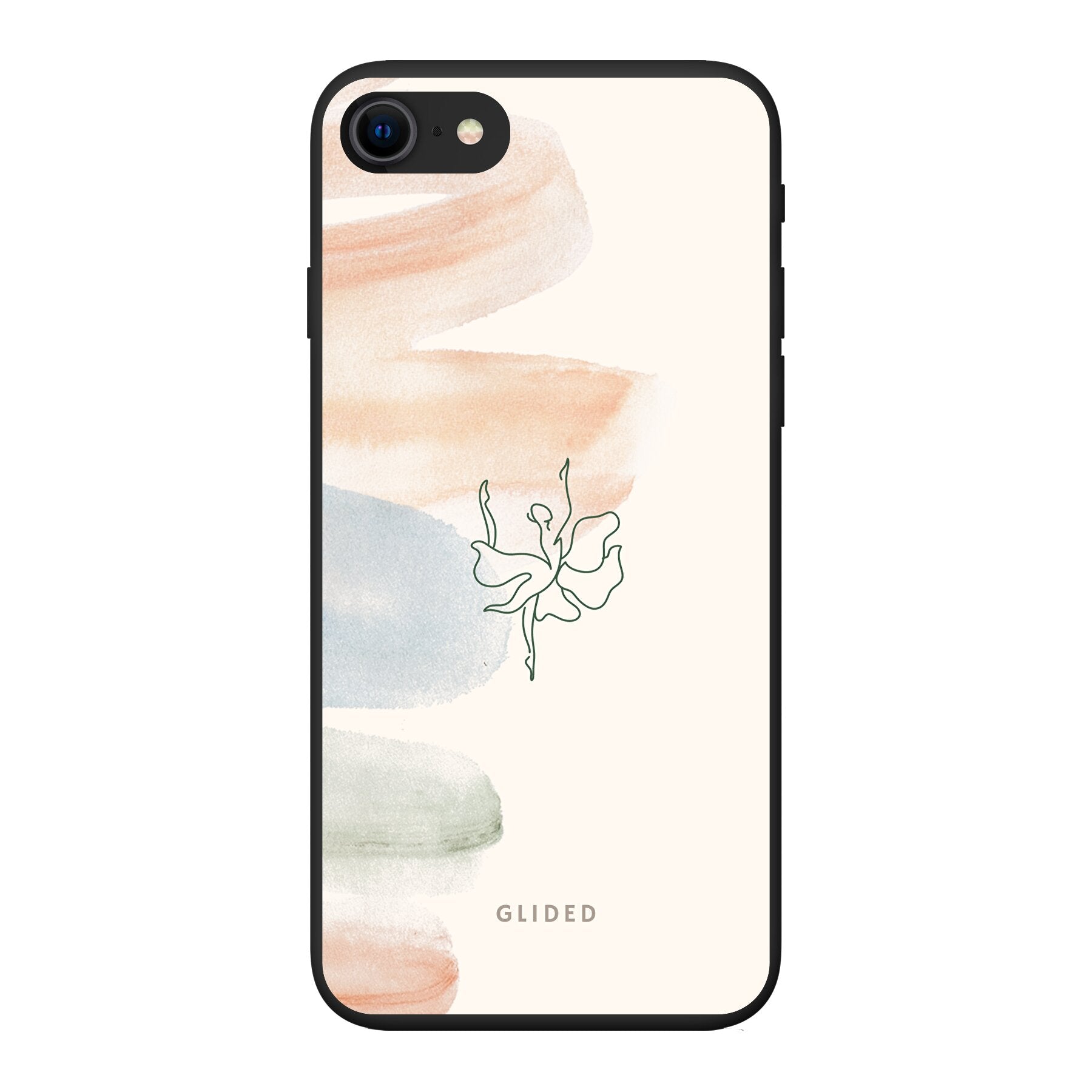 Aquarelle iPhone 7 Handyhülle mit zarten Pastellfarben und einer eleganten Ballerina, die Kunst und Stil vereint.