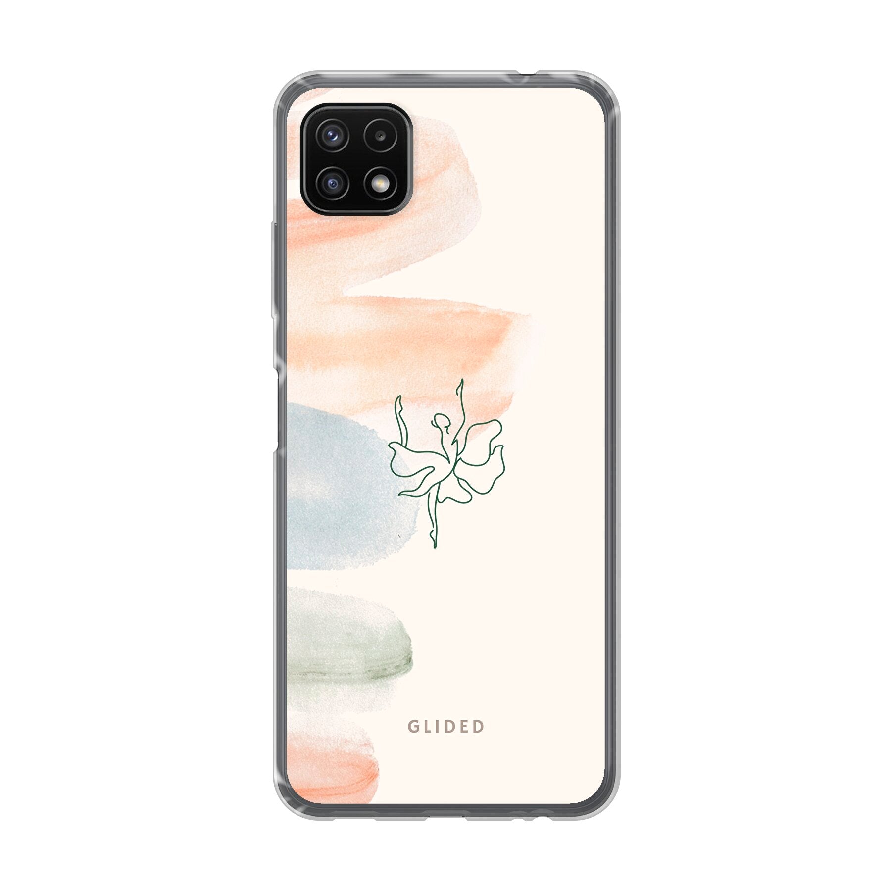 Aquarelle Handyhülle für Samsung Galaxy A22 5G mit Ballerina-Design in sanften Pastellfarben, bietet stilvollen Schutz.