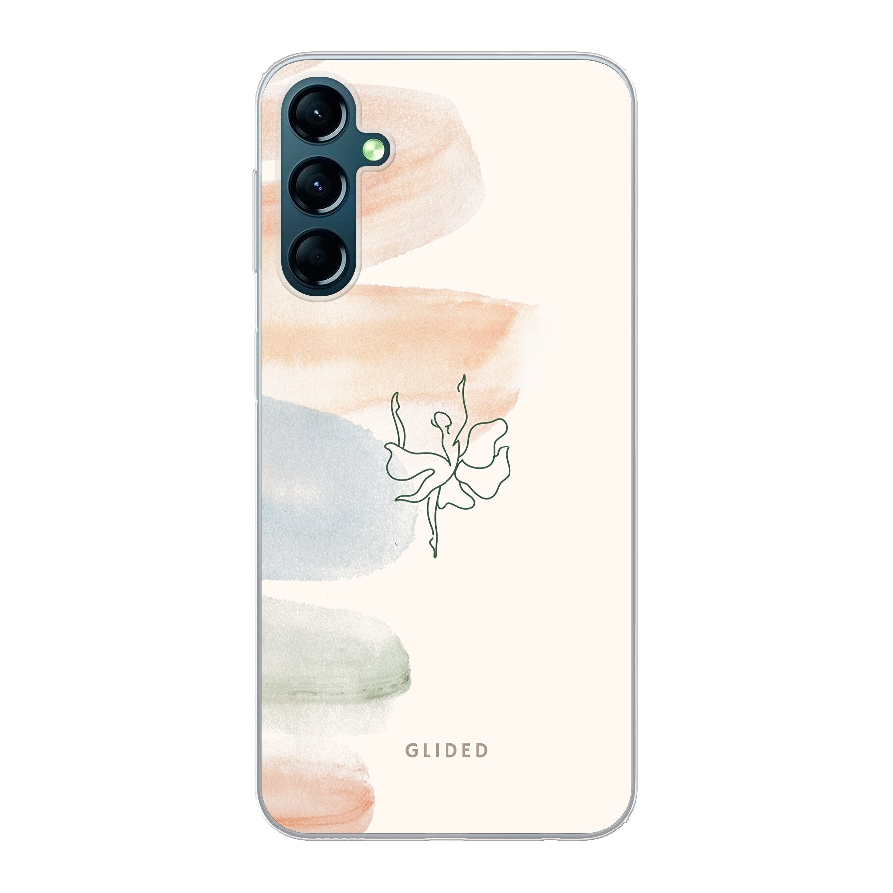 Aquarelle Handyhülle für Samsung Galaxy A24 4g mit zarten Pastellfarben und einer eleganten Ballerina in der Mitte.