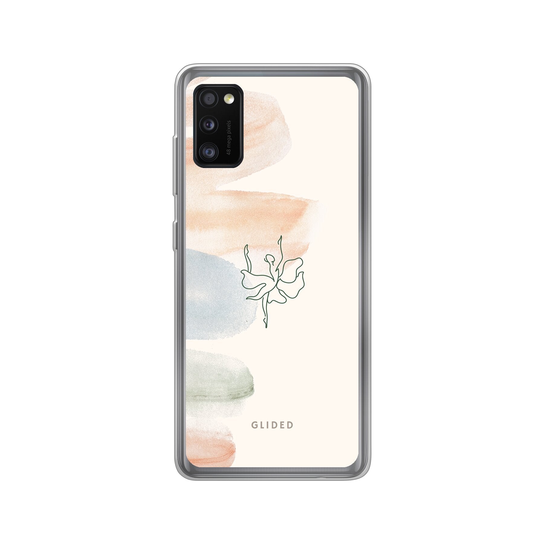 Aquarelle Handyhülle für Samsung Galaxy A41 mit zarten Pastellfarben und einer eleganten Ballerina im Design.