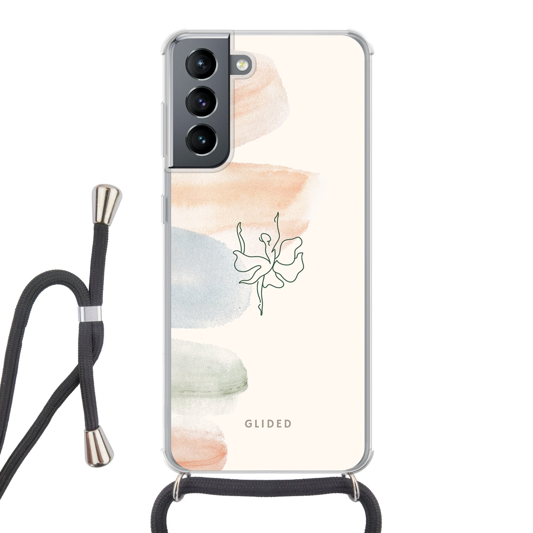 Aquarelle Handyhülle für Samsung Galaxy S21 5G mit zarten Pastellfarben und einer eleganten Ballerina im Design.