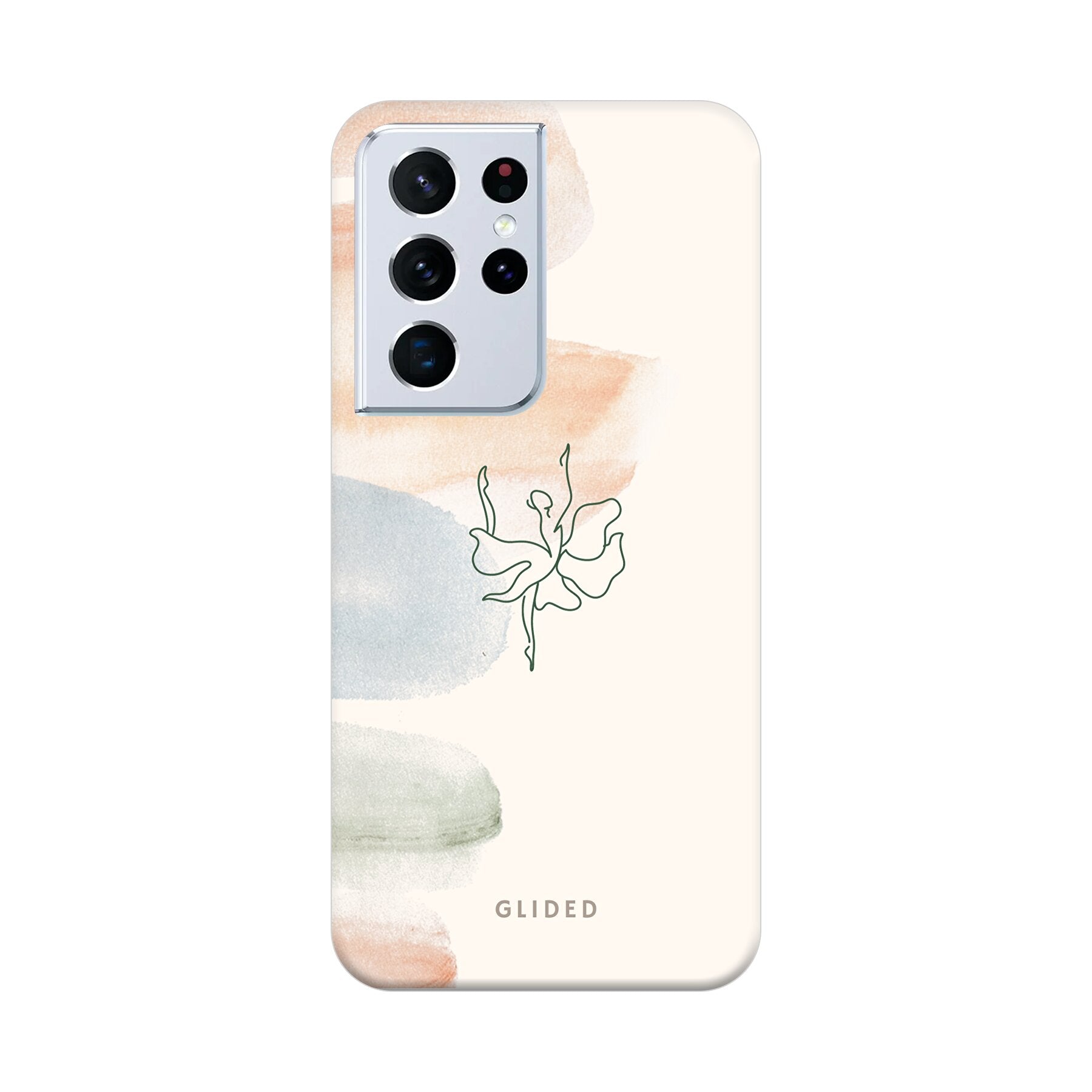 Aquarelle Handyhülle für Samsung Galaxy S21 Ultra 5G mit zarten Pastellfarben und einer eleganten Ballerina im Design.