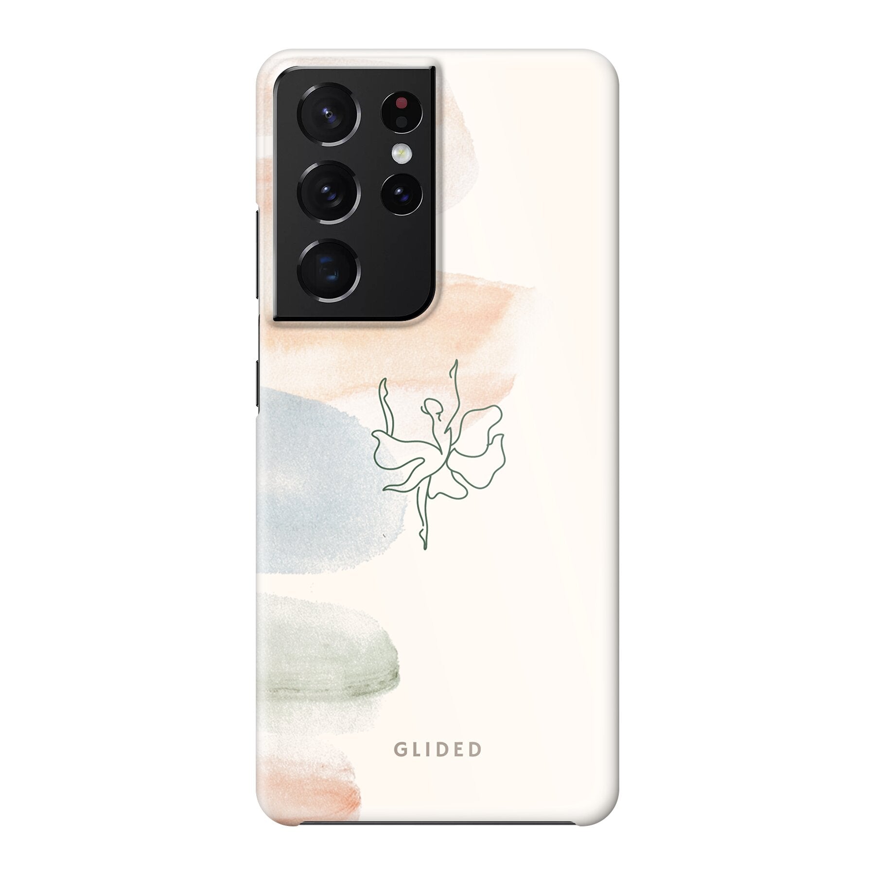 Aquarelle Handyhülle für Samsung Galaxy S21 Ultra 5G mit zarten Pastellfarben und einer eleganten Ballerina im Design.