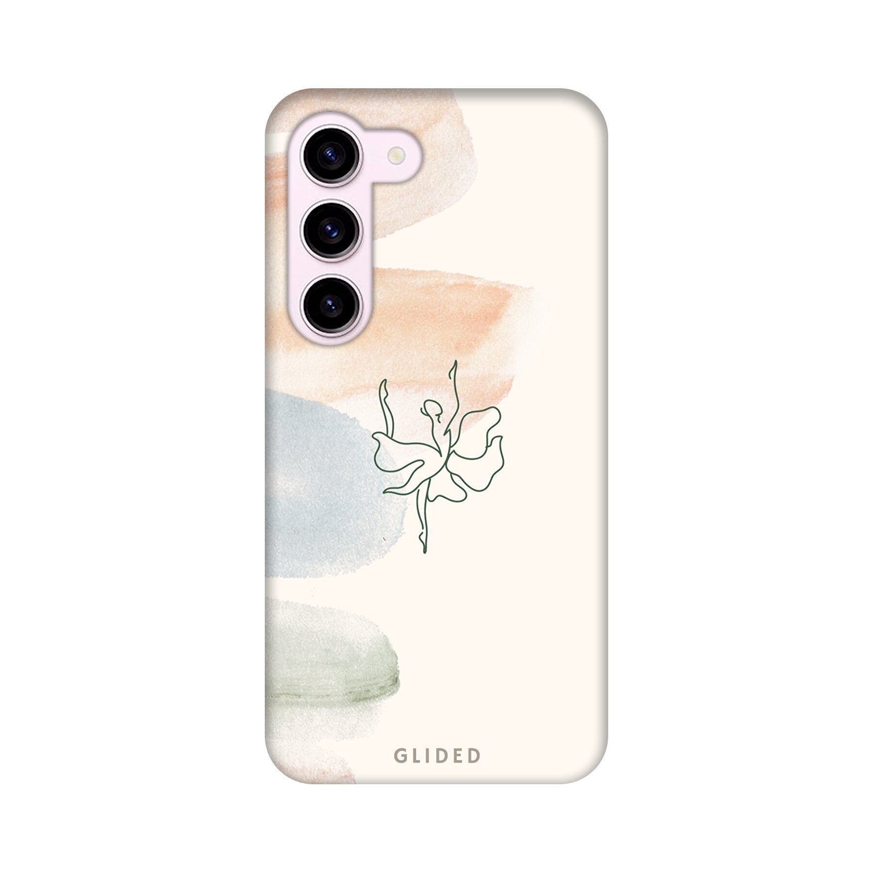 Aquarelle Handyhülle für Samsung Galaxy S24 mit zarten Pastellfarben und einer eleganten Ballerina im Design.