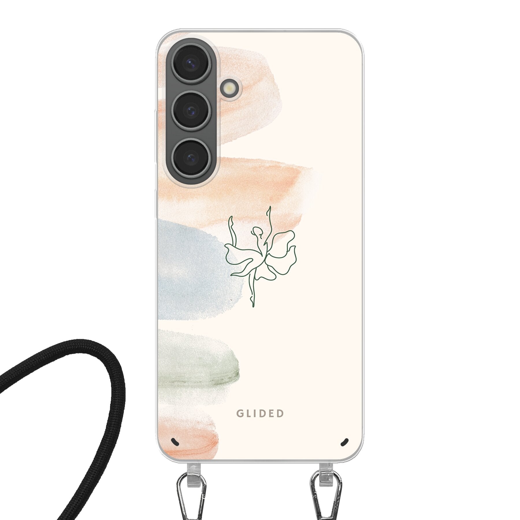 Aquarelle Handyhülle für Samsung Galaxy S24 Plus mit zarter Ballerina und Pastellfarben, die Eleganz und Kunst vereint.