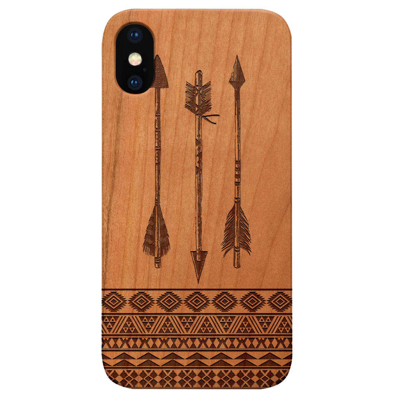 Arrows 1 - Engraved wooden phone case showcasing unique laser-engraved design and durable construction.