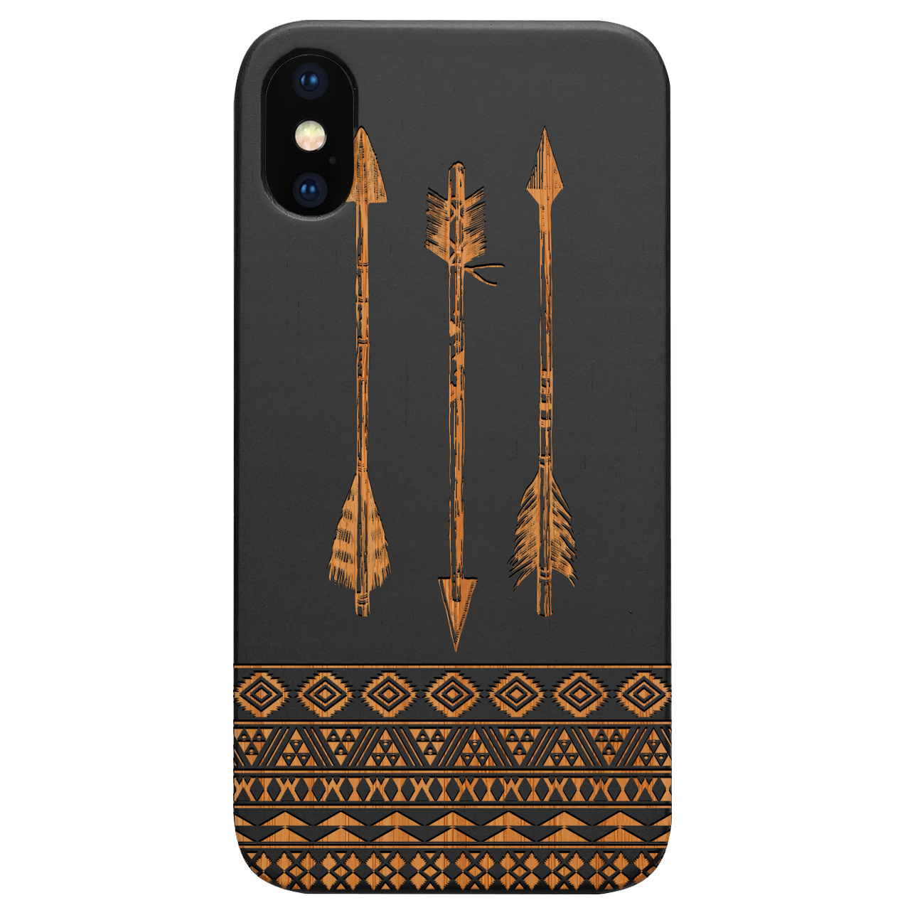 Arrows 1 - Engraved wooden phone case showcasing unique laser-engraved design and durable construction.