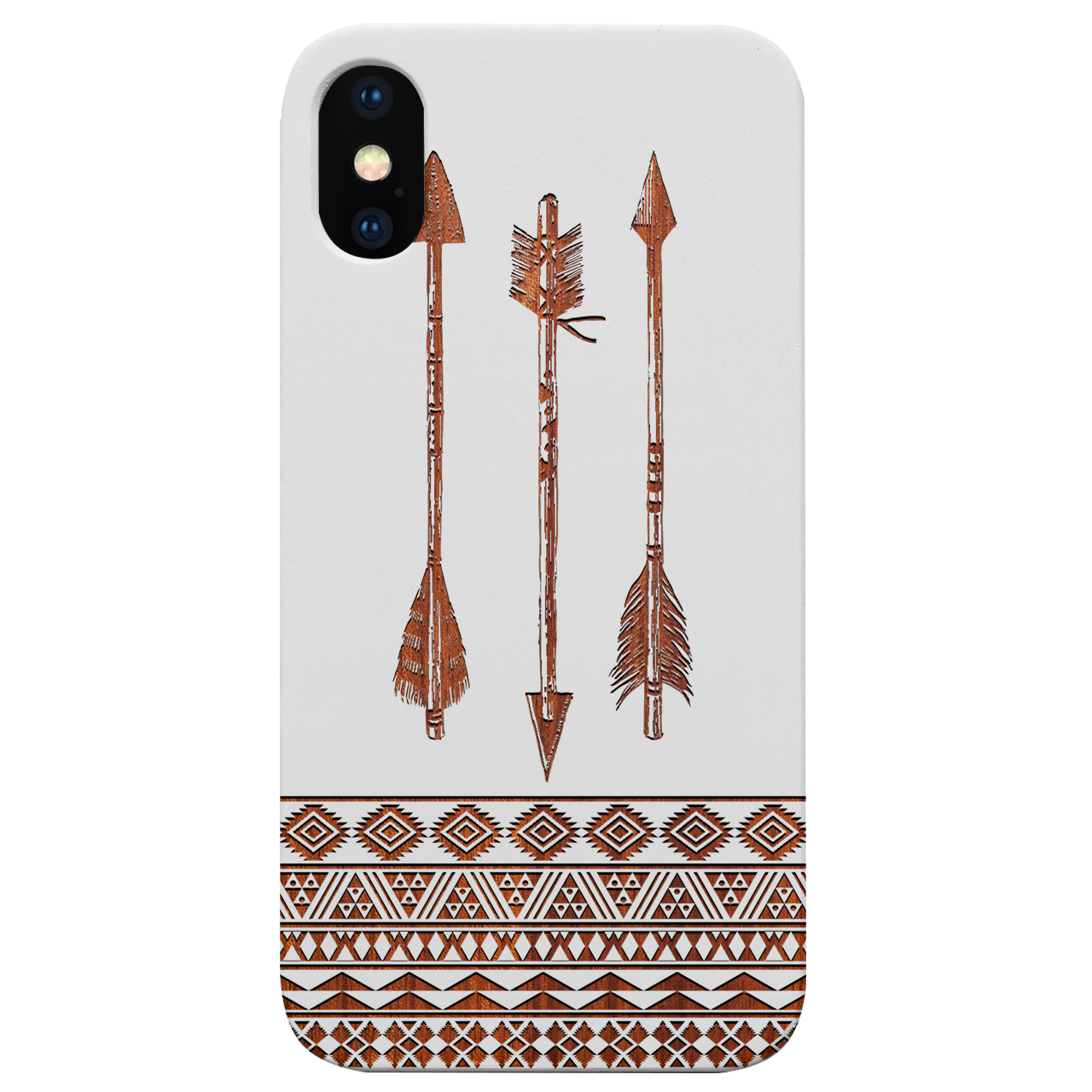 Arrows 1 - Engraved wooden phone case showcasing unique laser-engraved design and durable construction.