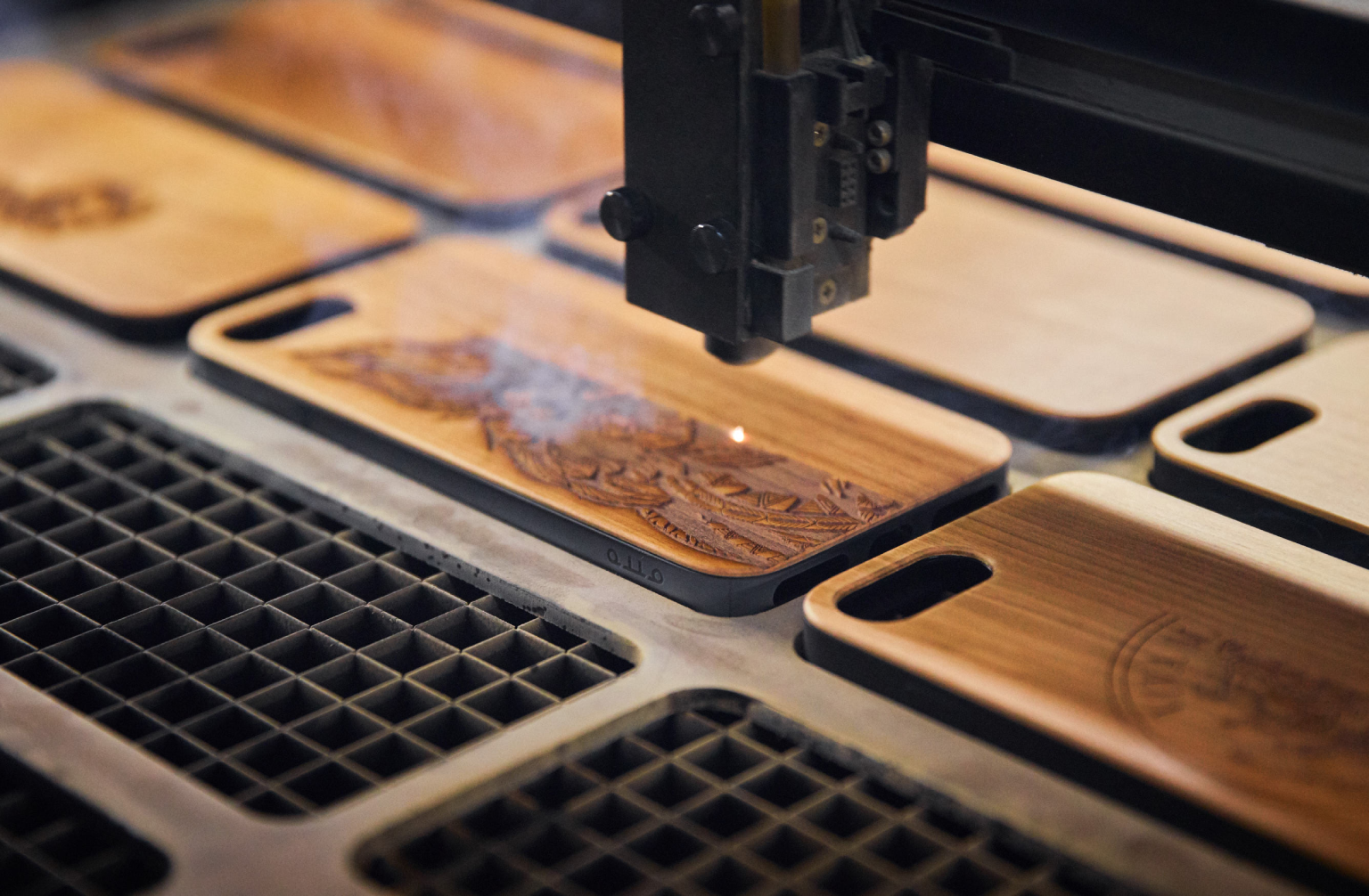 Astronaut Engraved wooden phone case showcasing intricate laser-engraved design and natural wood finish.