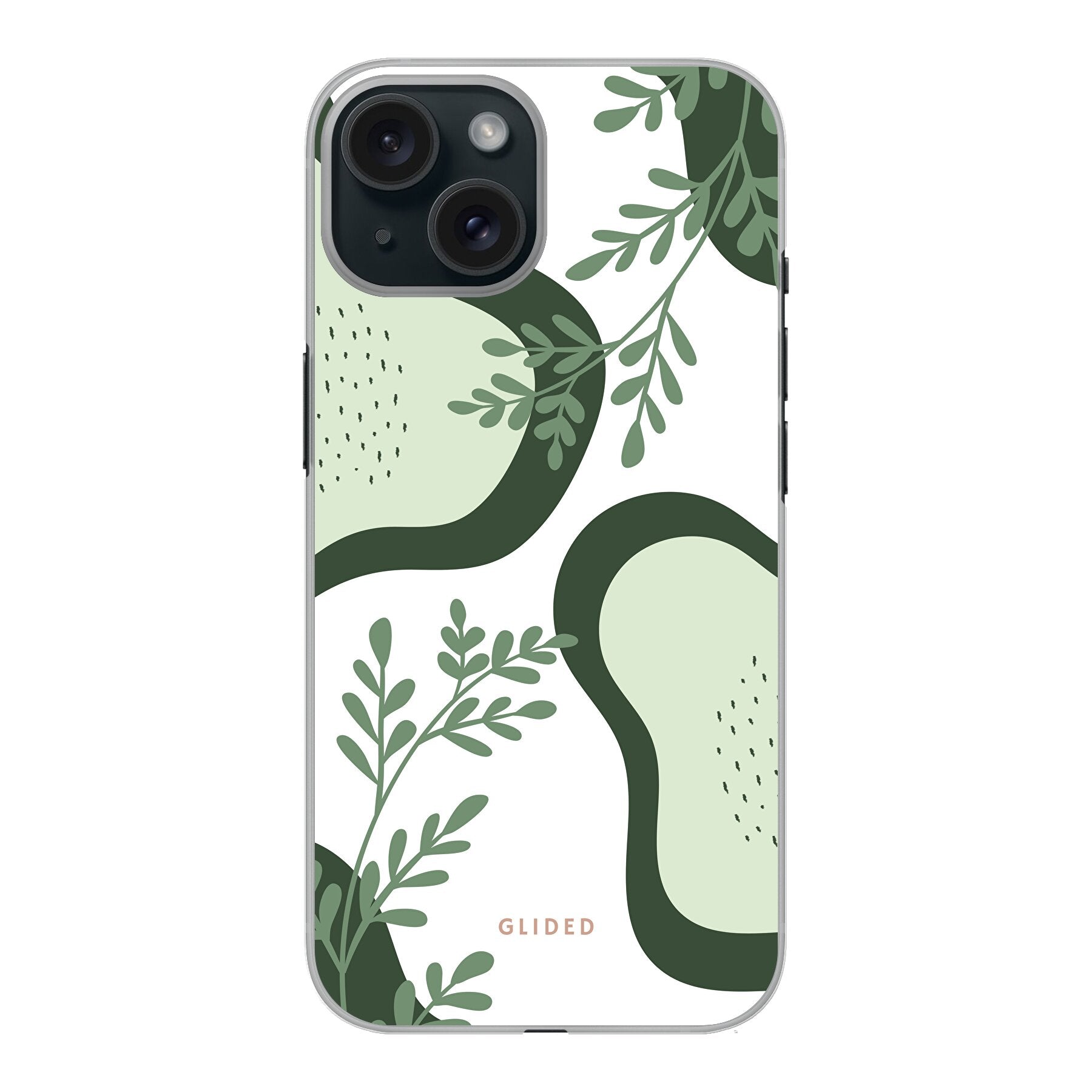 Farbenfrohe Avocado Handyhülle für iPhone 15 mit abstraktem Design und lebendigen Avokados.