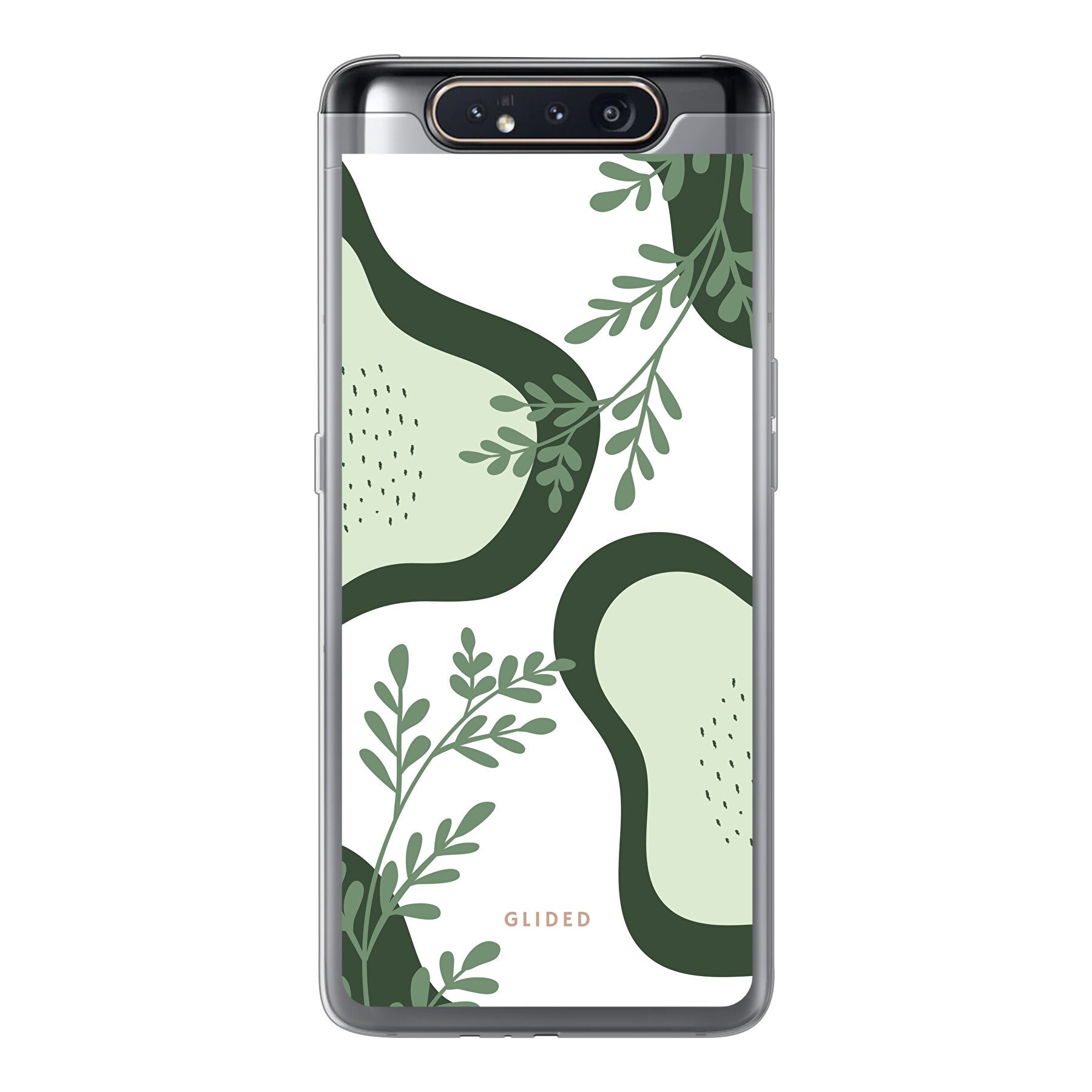 Farbenfrohe Avocado Handyhülle für Samsung Galaxy A80 mit abstraktem Design und lebendigen Avokados.