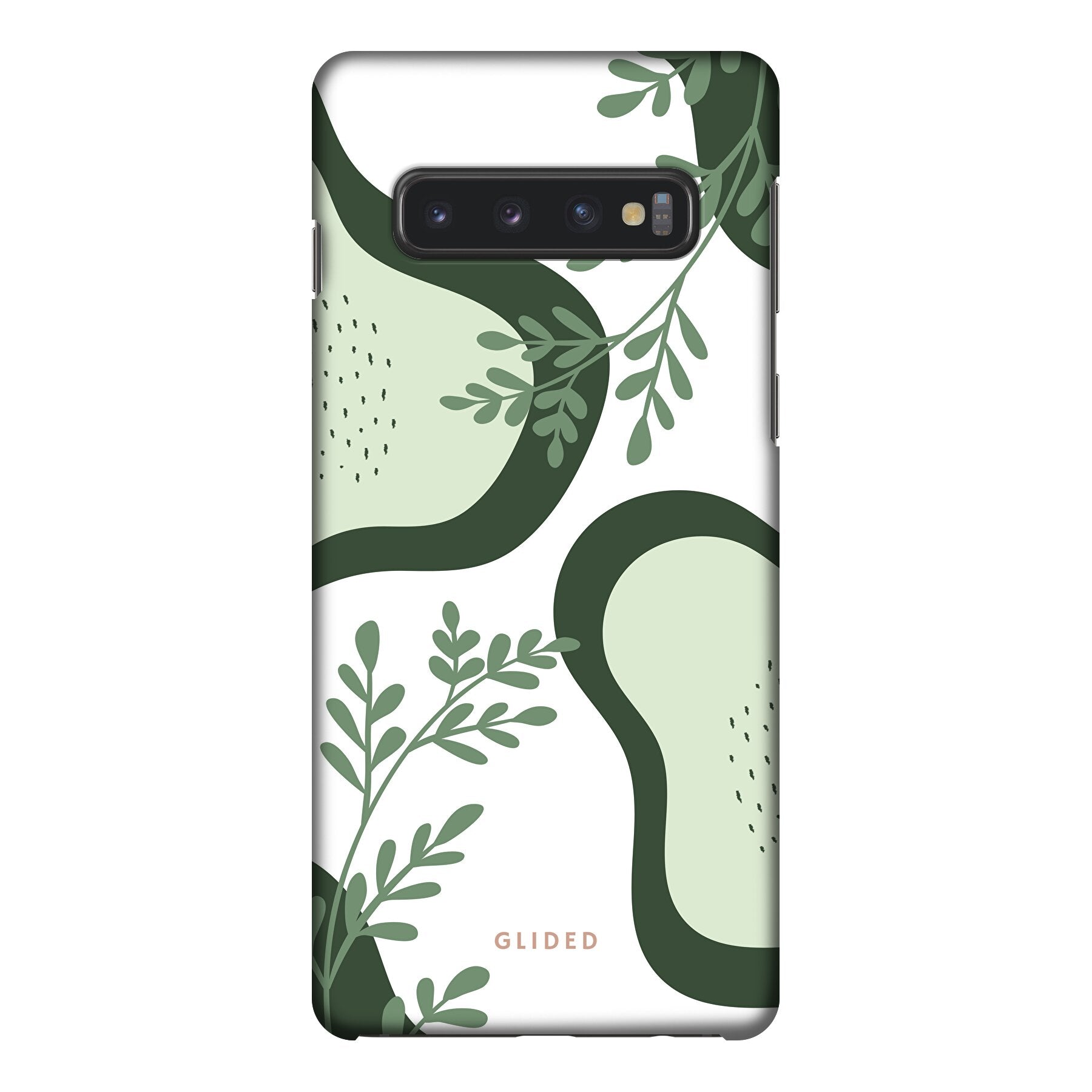 Farbenfrohe Avocado Handyhülle für Samsung Galaxy S10 mit abstraktem Design und lebendigen Avokados.