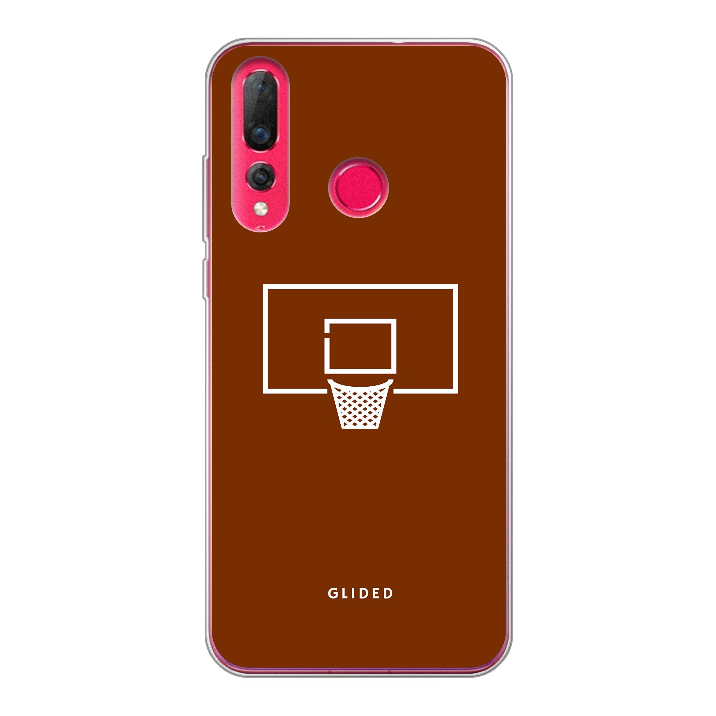 Basket Blaze Handyhülle für Huawei P30 Lite mit lebendigem Basketballnetz auf orangefarbenem Hintergrund.