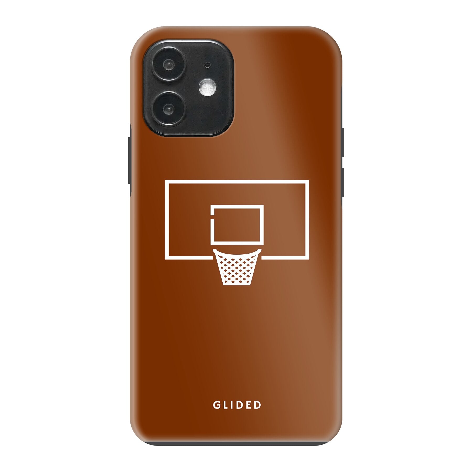 Basket Blaze Handyhülle für iPhone 12 Pro mit lebendigem Basketballnetz auf leuchtend orangefarbenem Hintergrund.