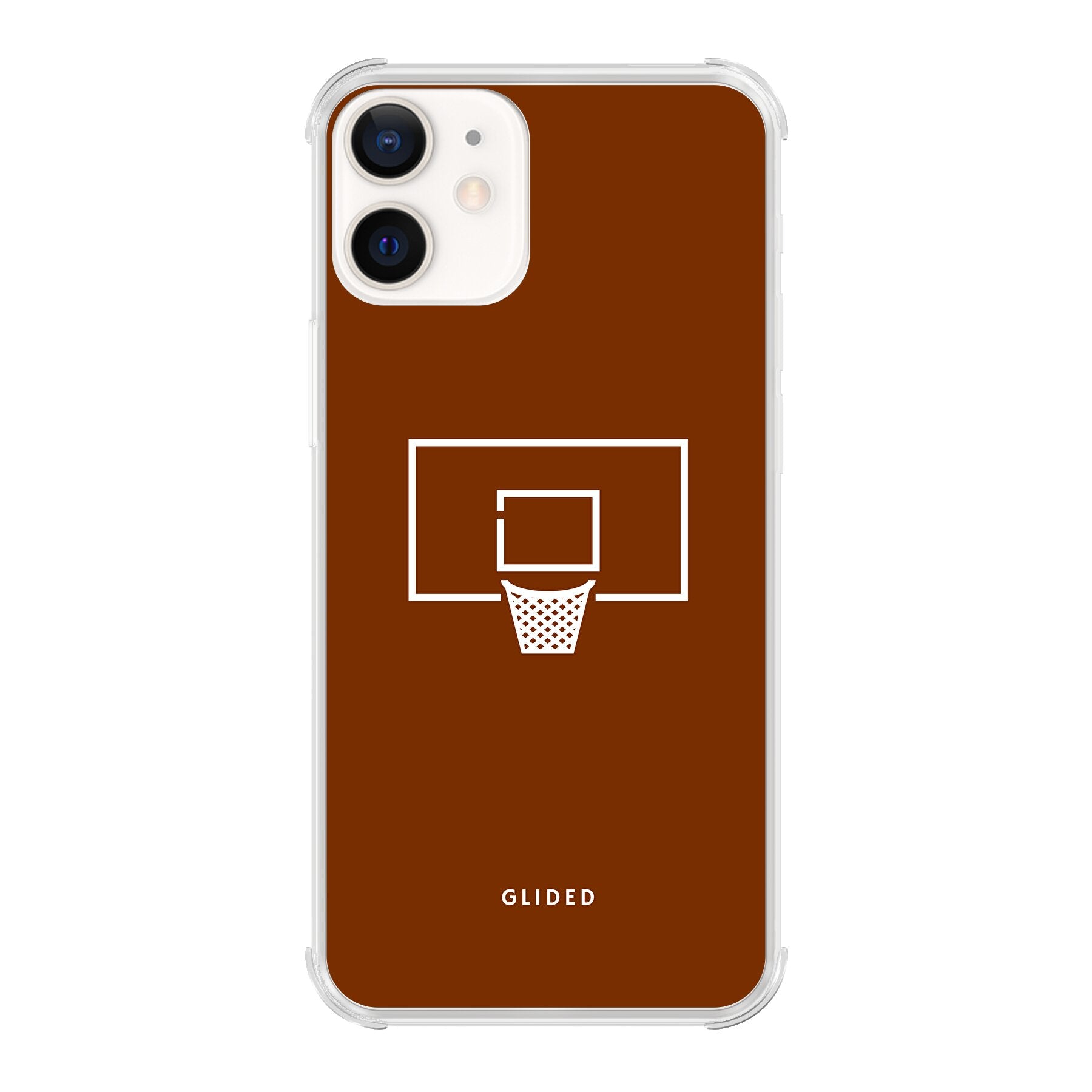 Basket Blaze Handyhülle für iPhone 12 Pro mit lebendigem Basketballnetz auf leuchtend orangefarbenem Hintergrund.