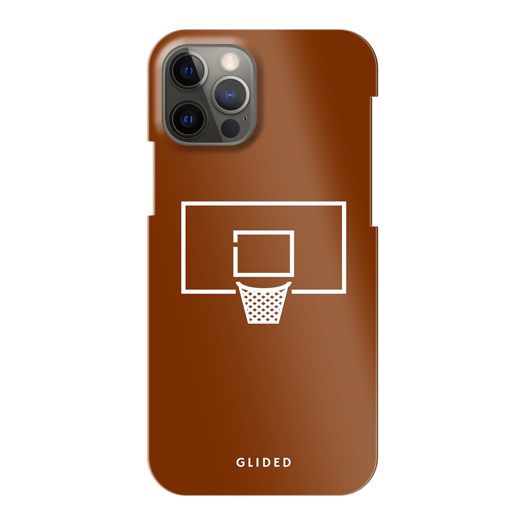 Basket Blaze Handyhülle für iPhone 12 Pro mit lebendigem Basketballnetz auf leuchtend orangefarbenem Hintergrund.